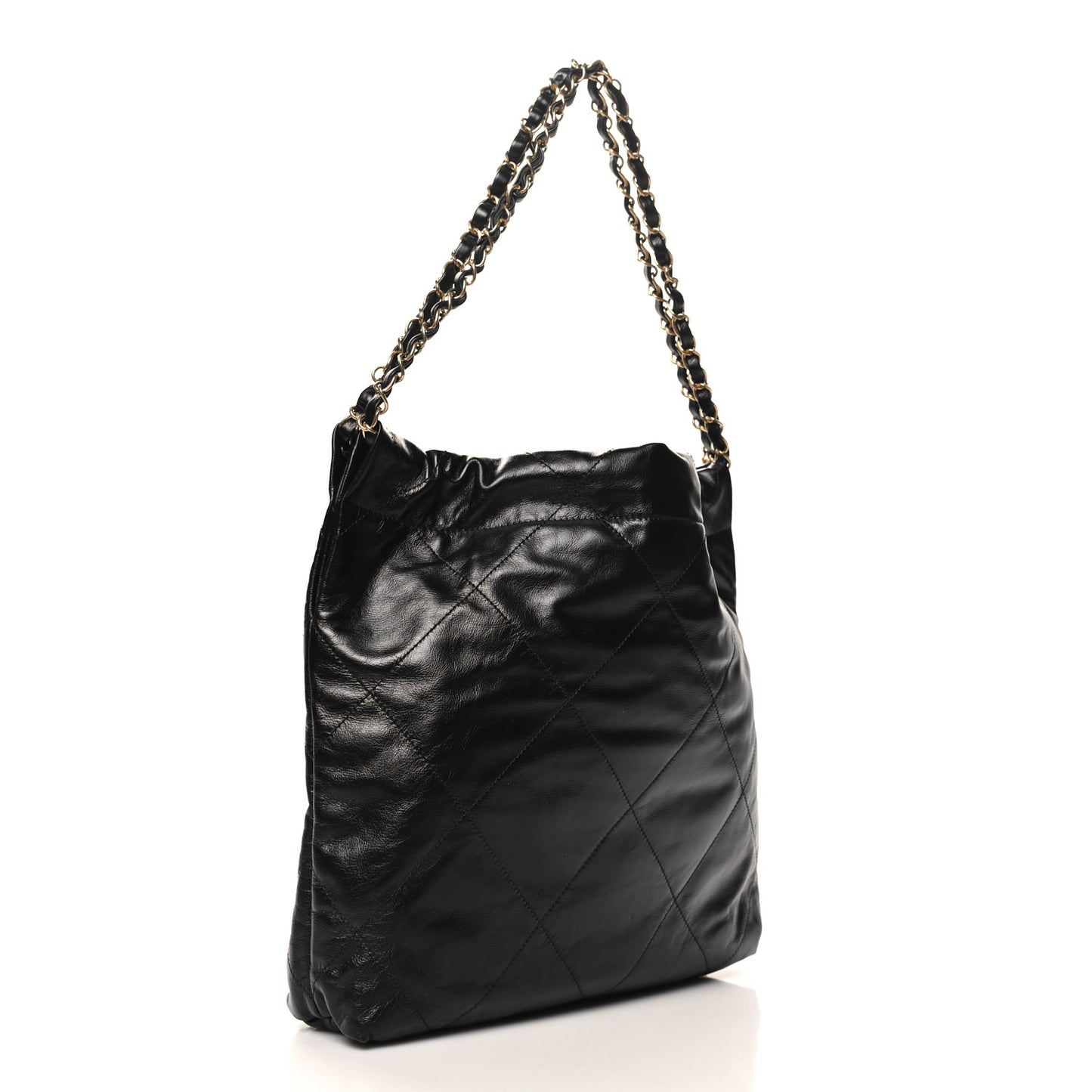Shiny Calfskin Quilted Small Chanel 22 Black