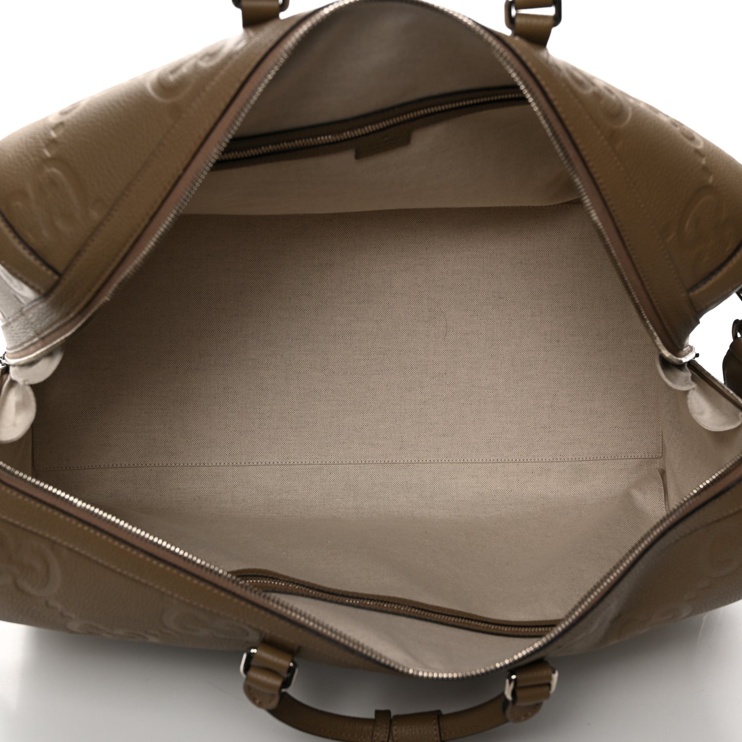 Piuma Calfskin Jumbo GG Embossed Large Duffle Bag Good Taupe