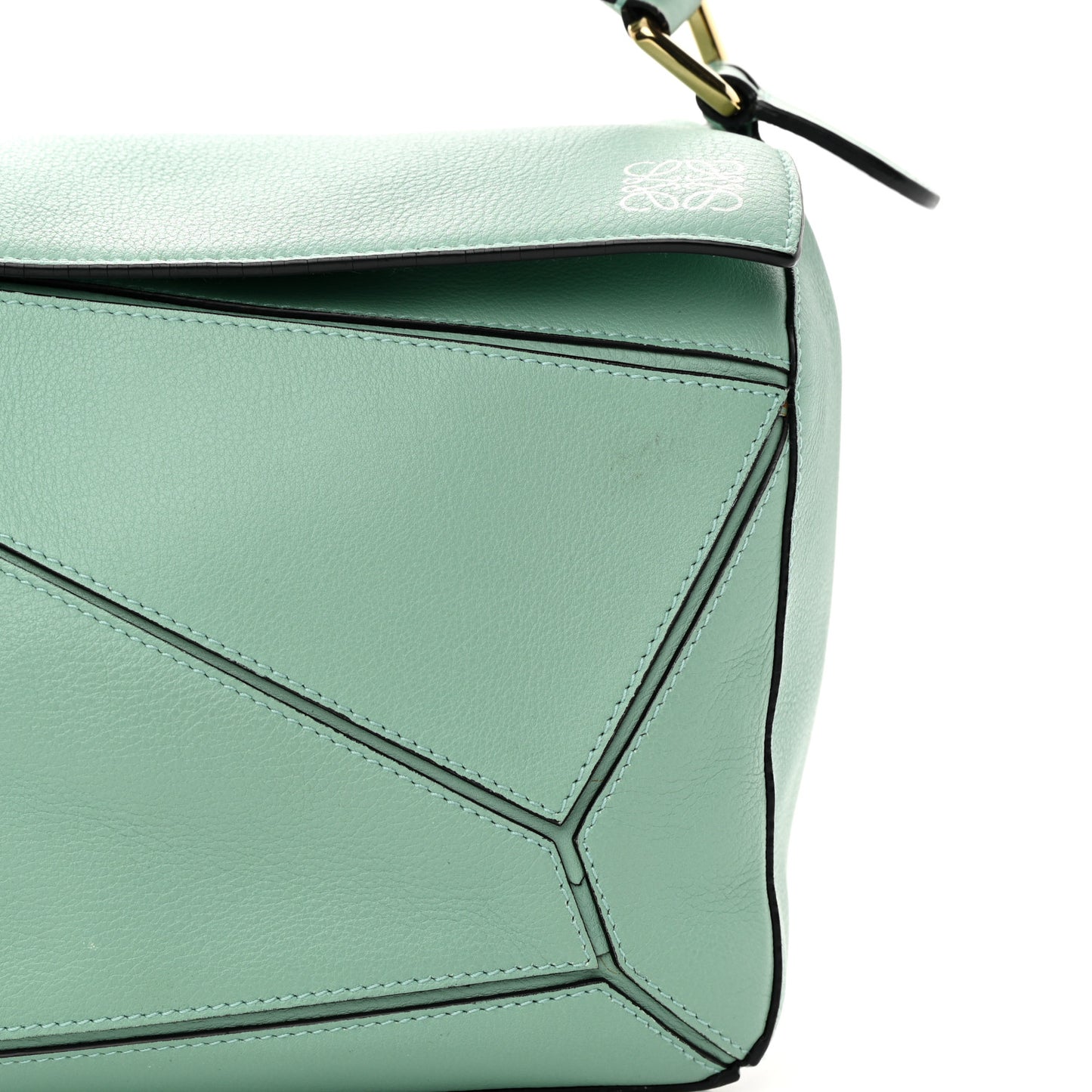Calfskin Medium Puzzle Bag Sea Water Green