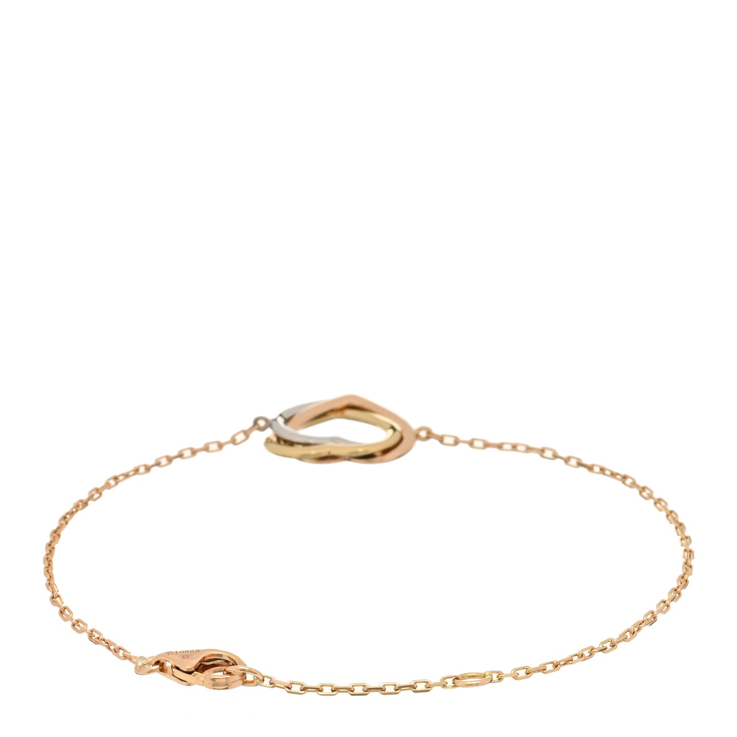 18K Pink Yellow White Gold Trinity Heart Bracelet