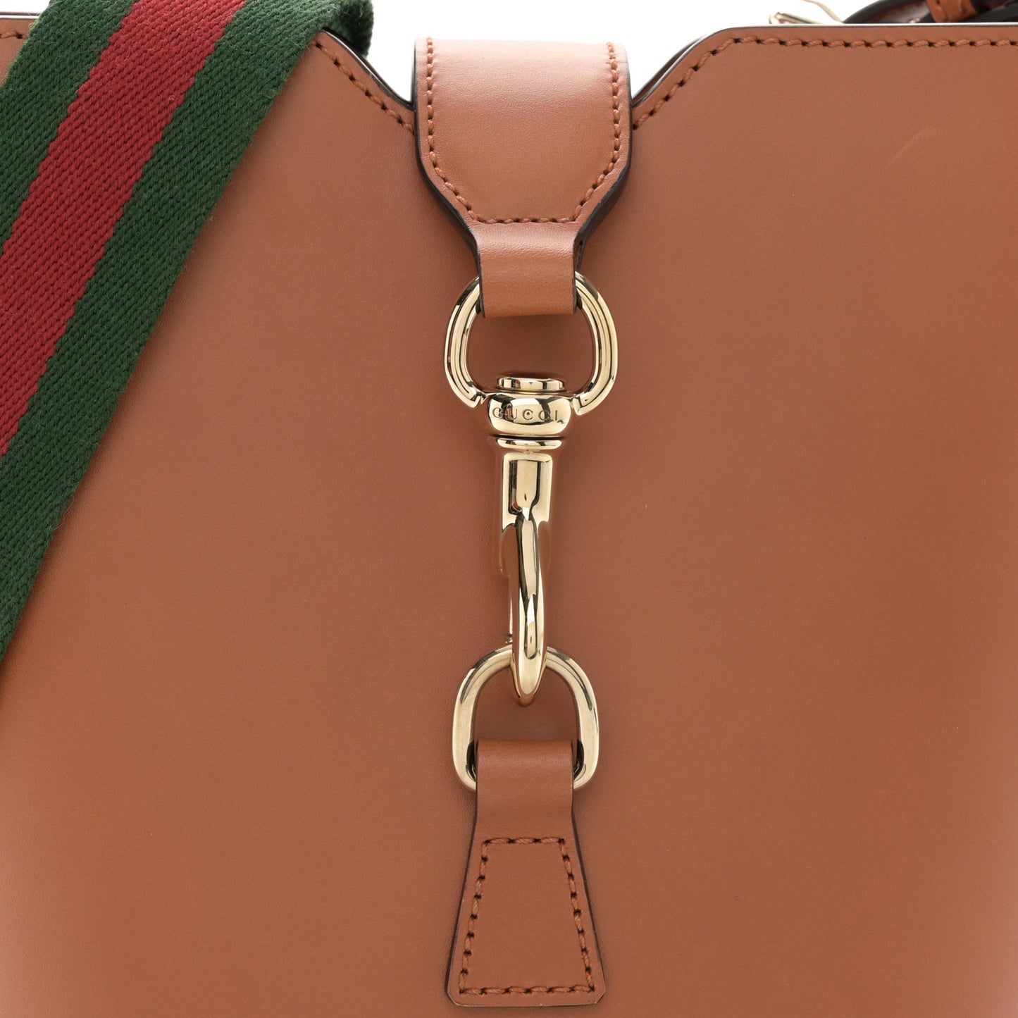 Tritone Calfskin Web Mini Ophidia Bucket Bag Brown