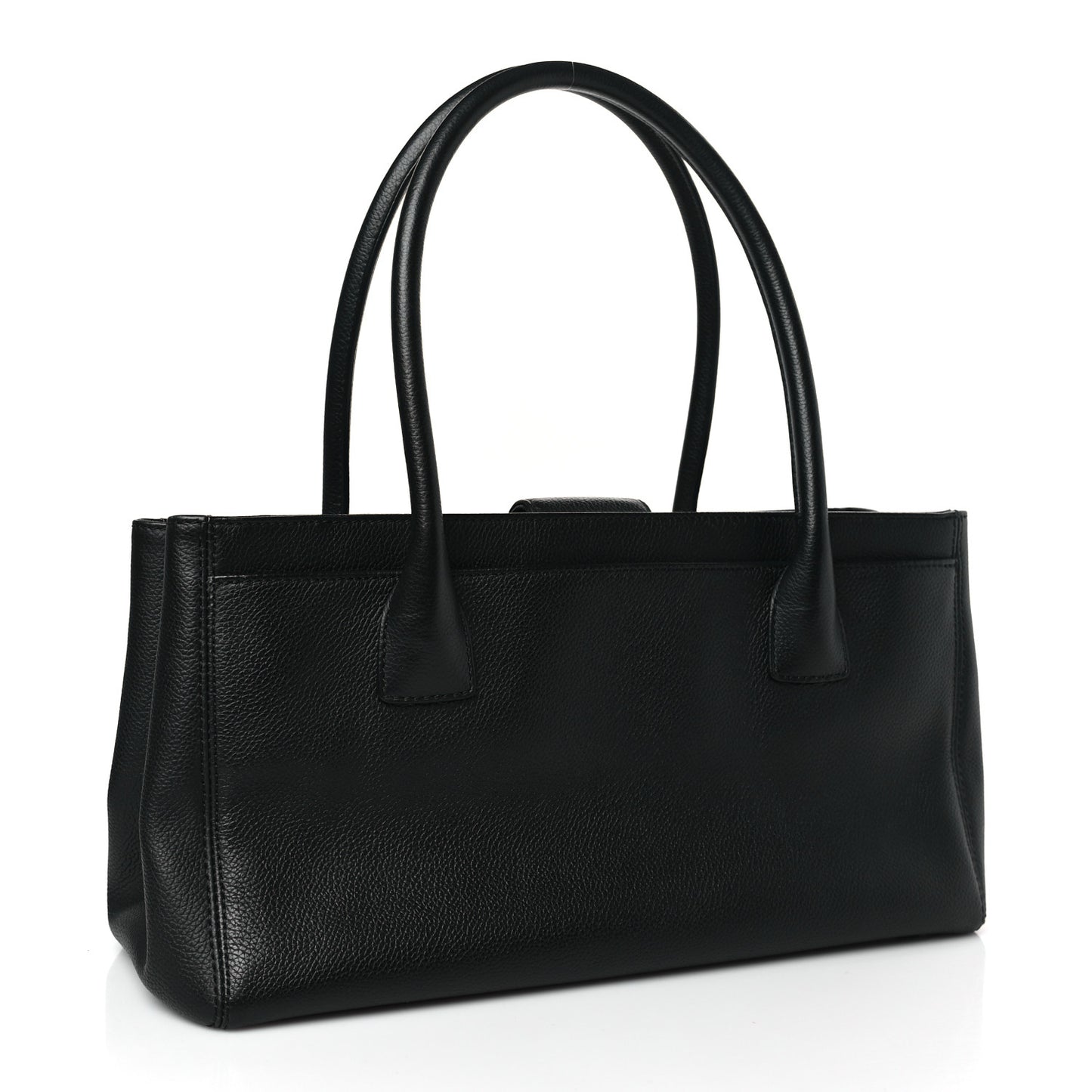Calfskin Small Cerf Executive Shopper Tote Black