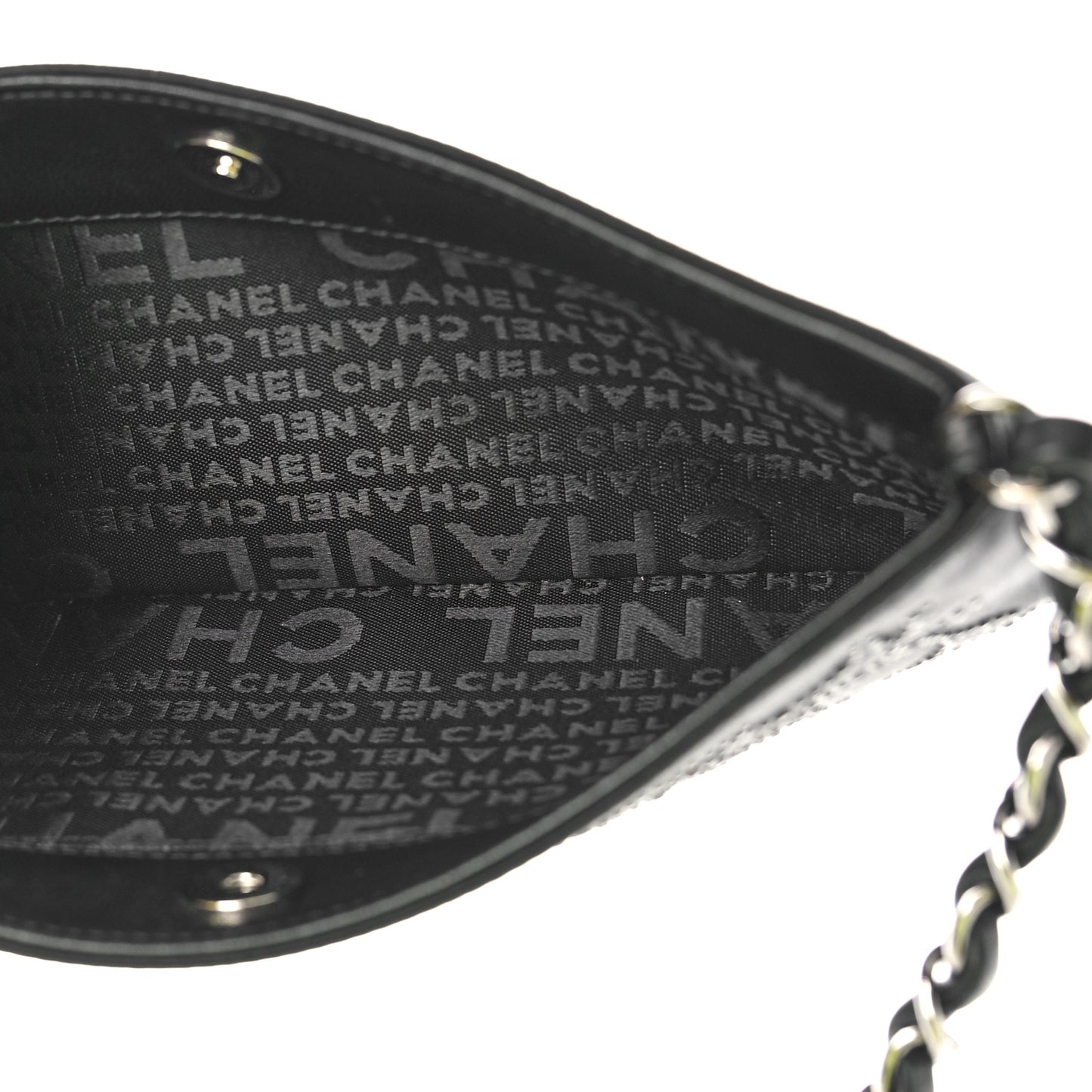 Satin Crystal Camellia Evening Bag Black
