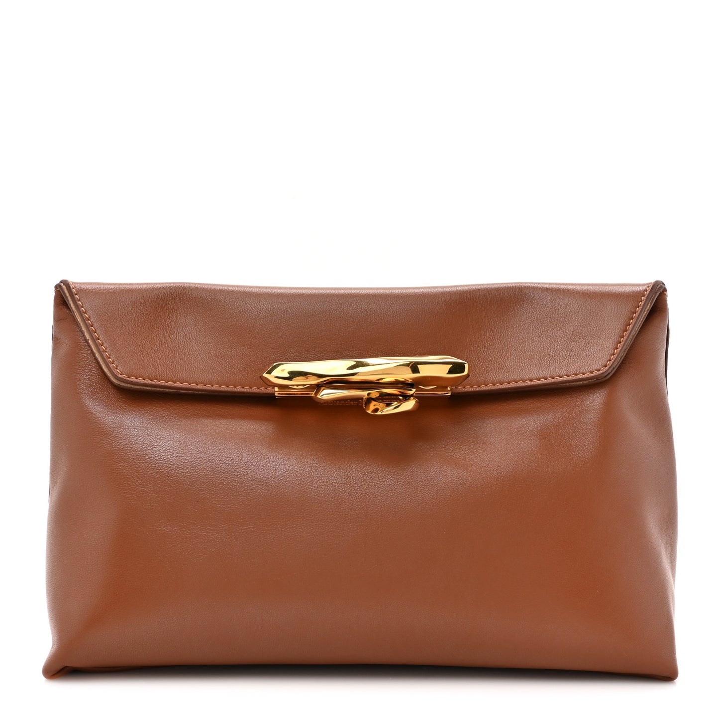 Nappa Skull Four Ring Altona Top Sculptural Pouch Brown