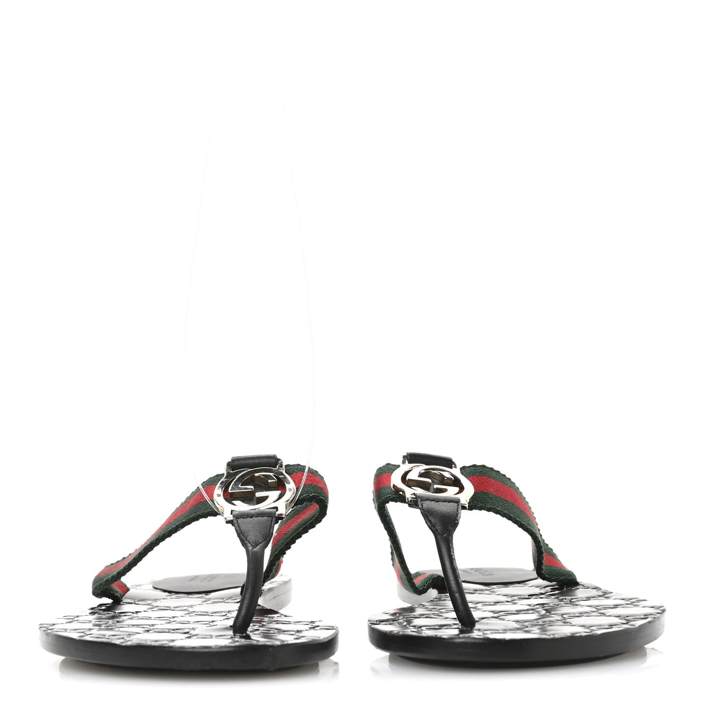 Nylon Guccissima Web Womens Thong Sandals 36.5 Green Red Black