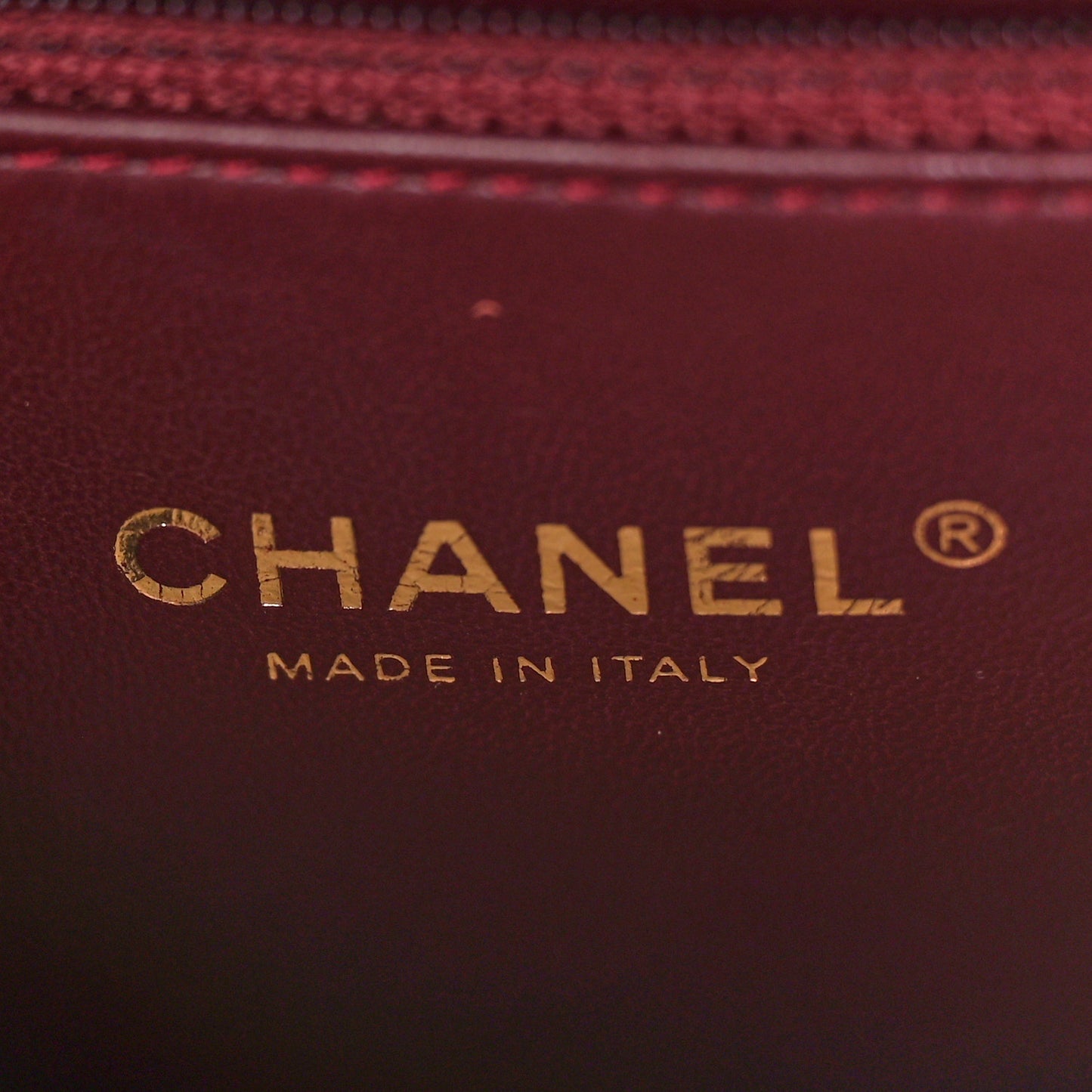 Calfskin Chevron Quilted Medal Flap Burgundy