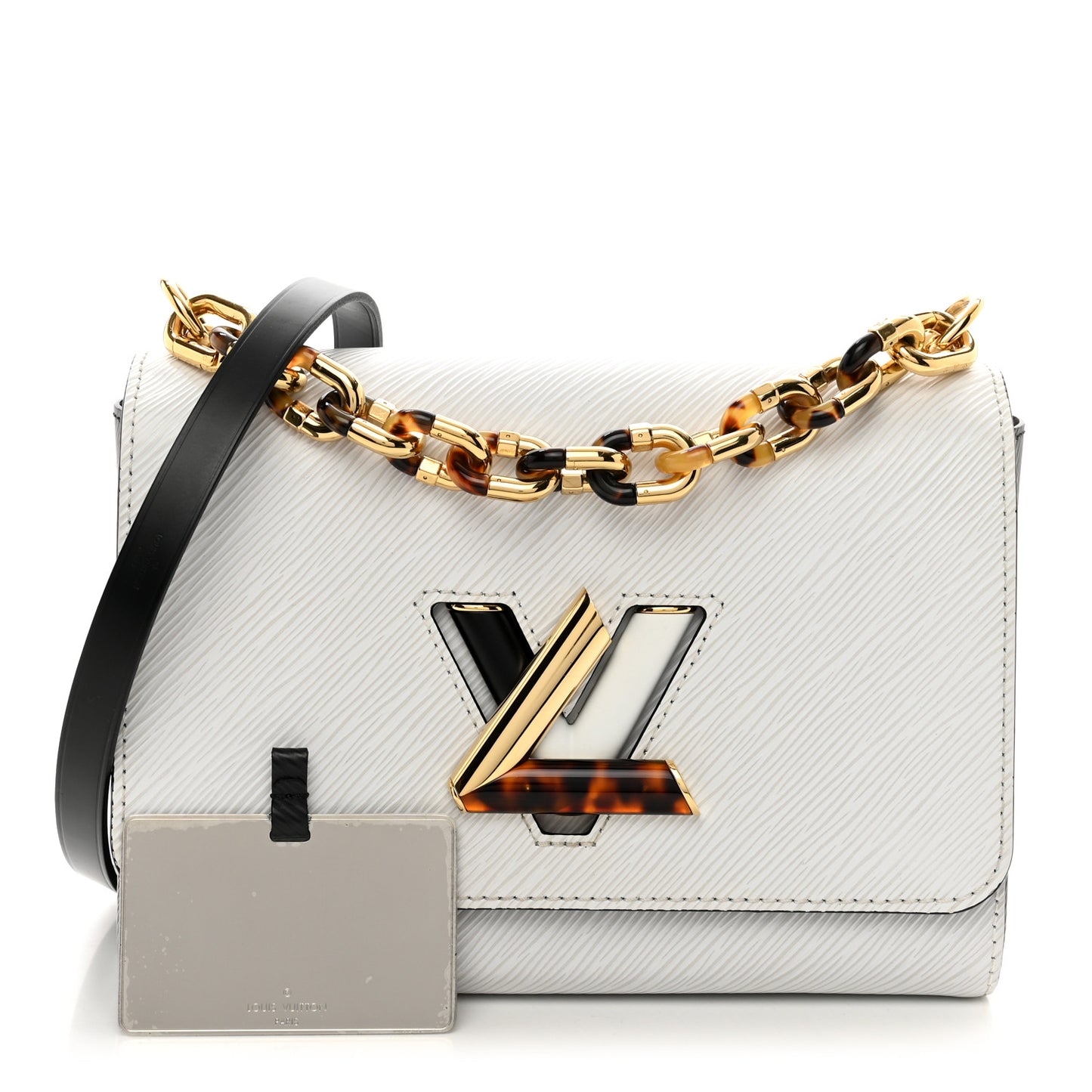 Epi Tortoiseshell Twist Shoulder Bag MM Black White