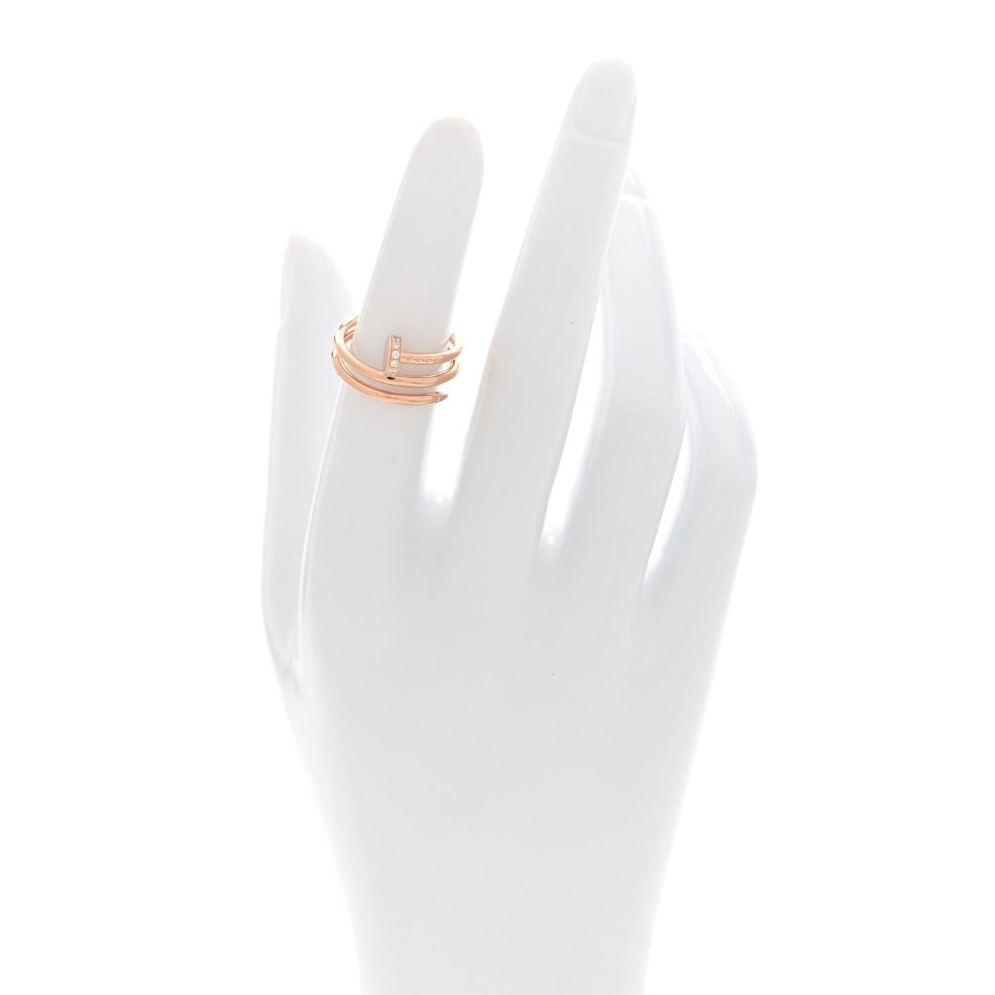 18K Pink Gold Diamond Double Juste Un Clou Ring 50 5.25