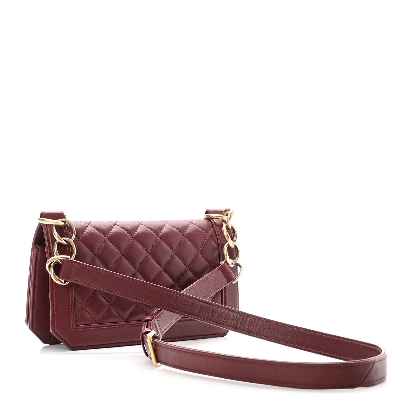 Calfskin Quilted Small Flap Burgundy