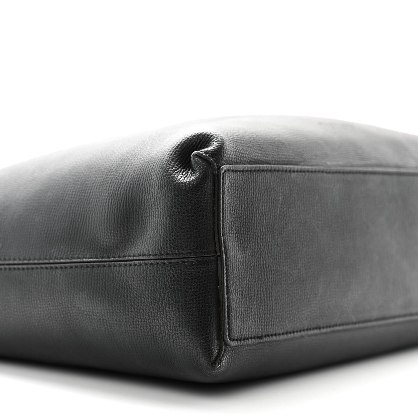 Grainy Calfskin Haymarket Check Medium Reversible Tote Black