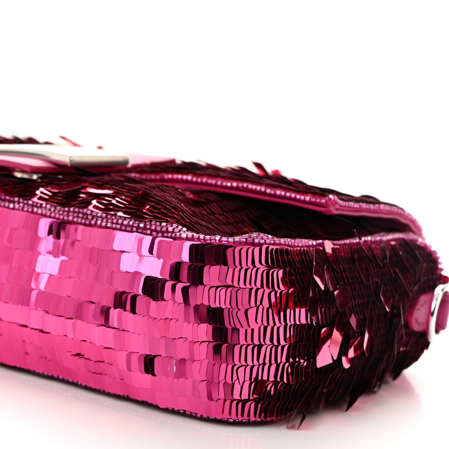 Fendi Sequin Paillettes Shiny Nappa Sex and the City Baguette Fuchsia Magenta 10 of 10