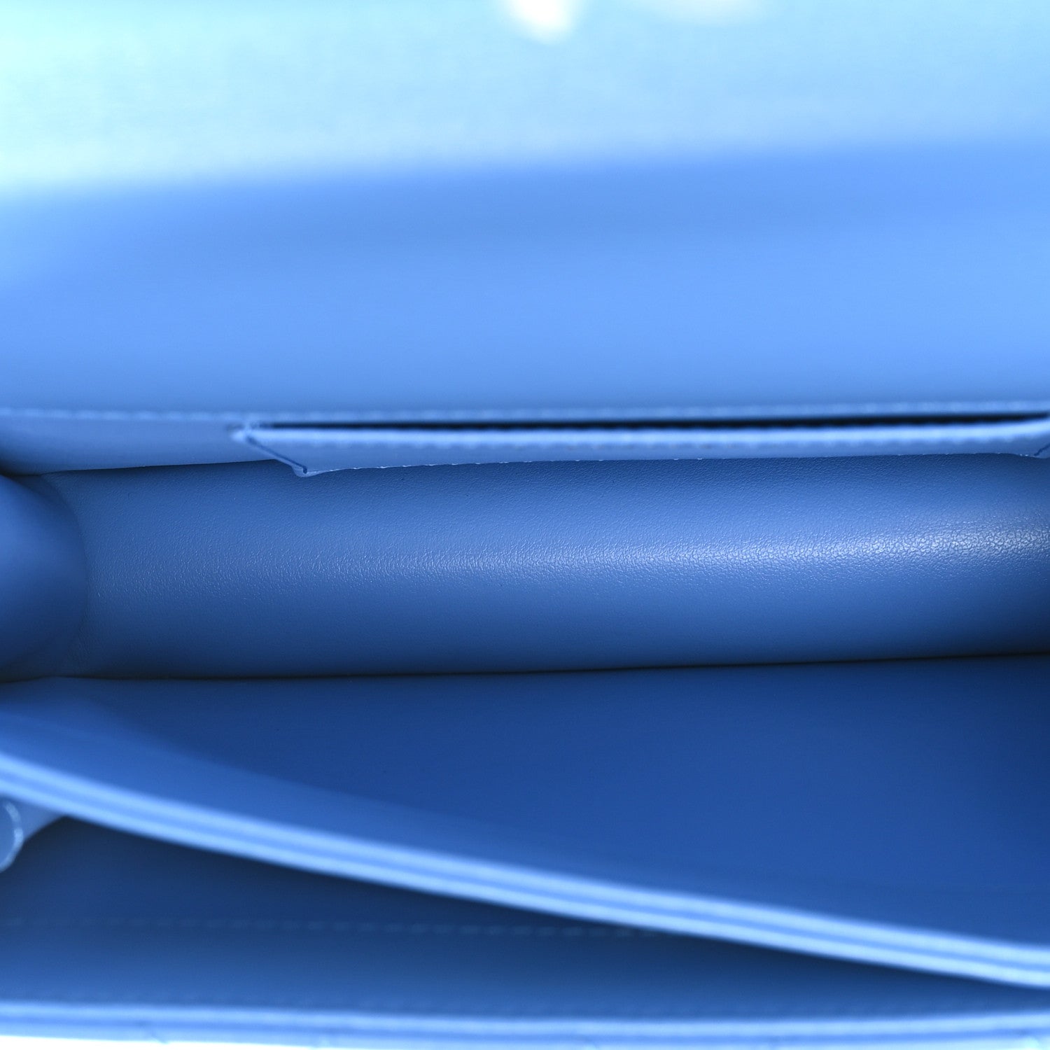 Chanel Lambskin Quilted Chain Logo Top Handle Flap Blue 6 of 12