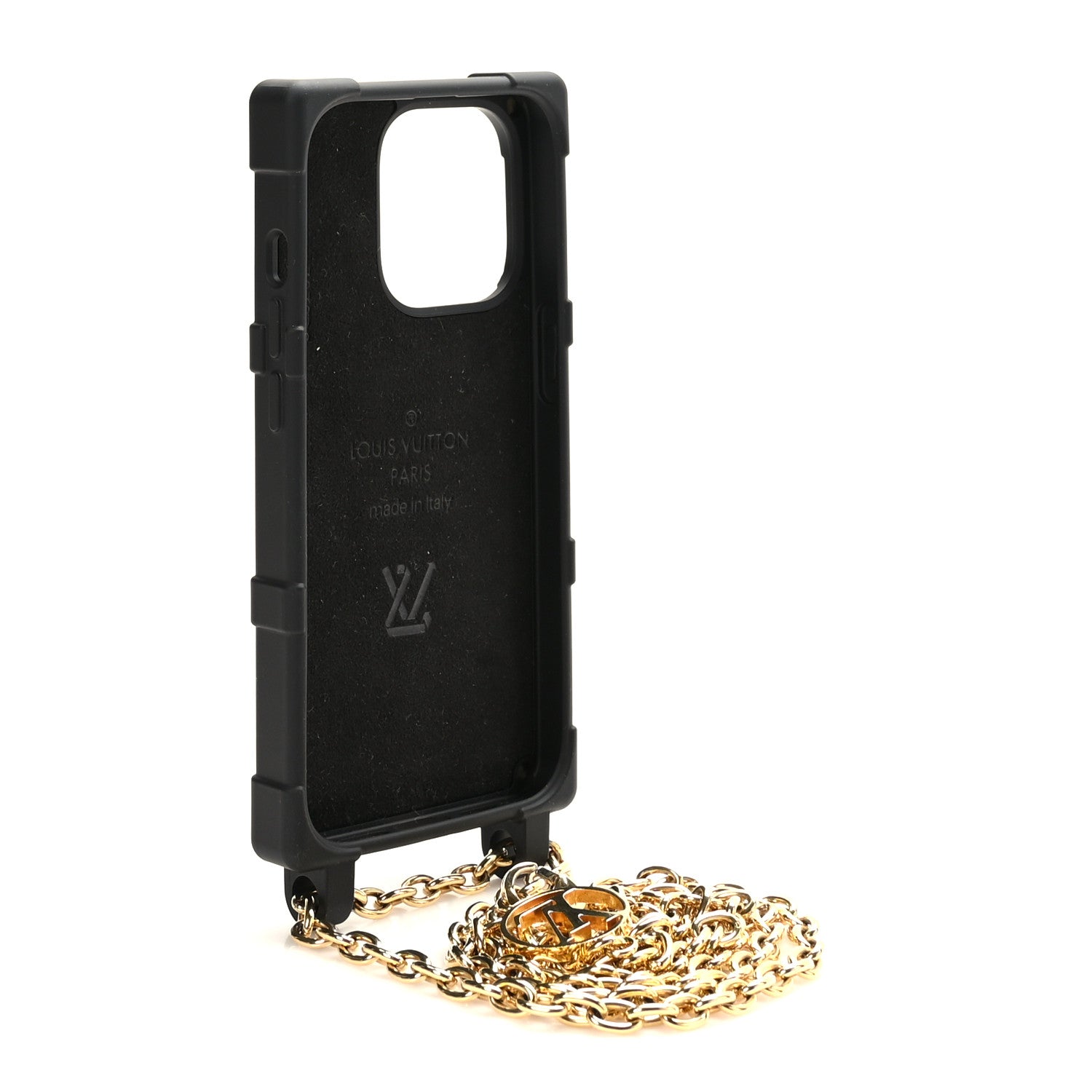 Louis Vuitton Rubber Monogram Trunk With Chain iPhone 14 Pro Case Black 3 of 6