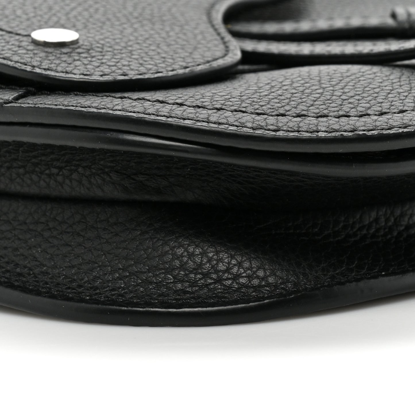 Grained Calfskin Saddle Messenger Bag Black