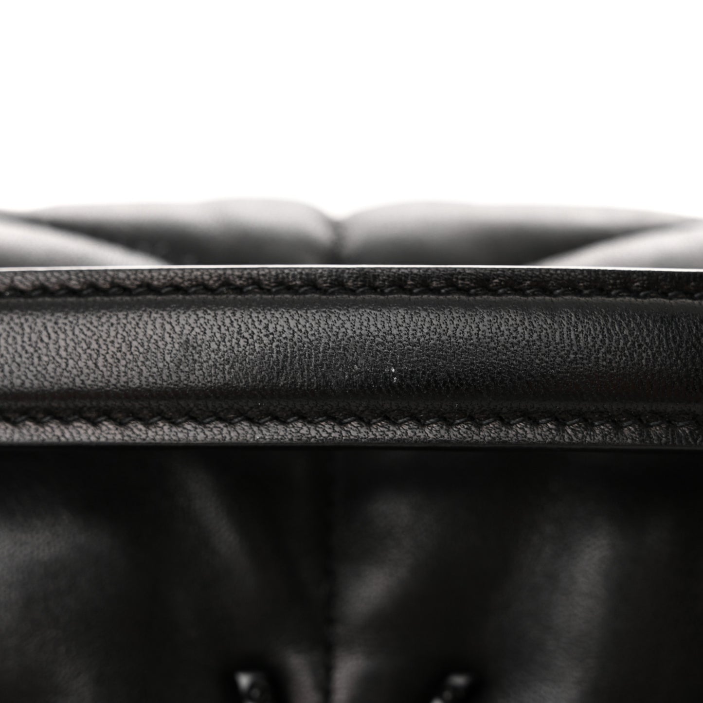 Lambskin Quilted Monogram Monochrome Medium Loulou Puffer Chain Satchel Black