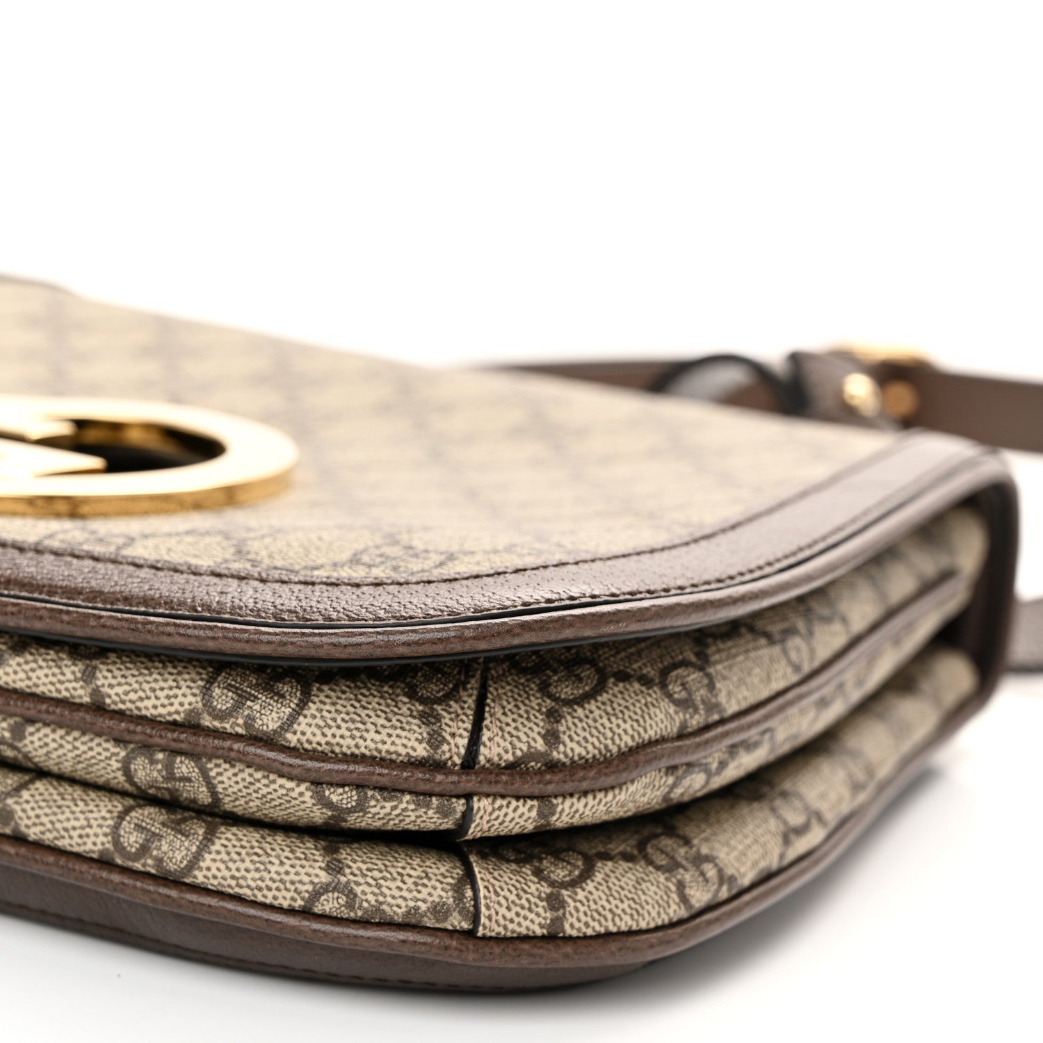 Gucci GG Supreme Monogram Textured Dollar Calfskin Web Medium Blondie Shoulder Flap Bag Beige Ebony New Acero 10 of 10