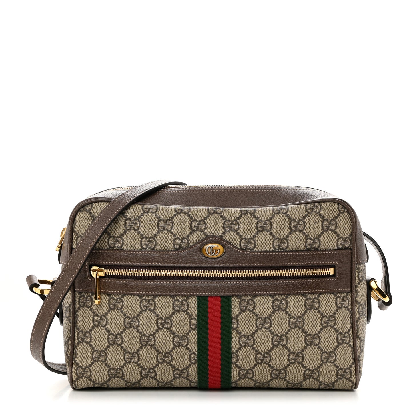GG Supreme Monogram Web Small Ophidia Shoulder Bag Brown