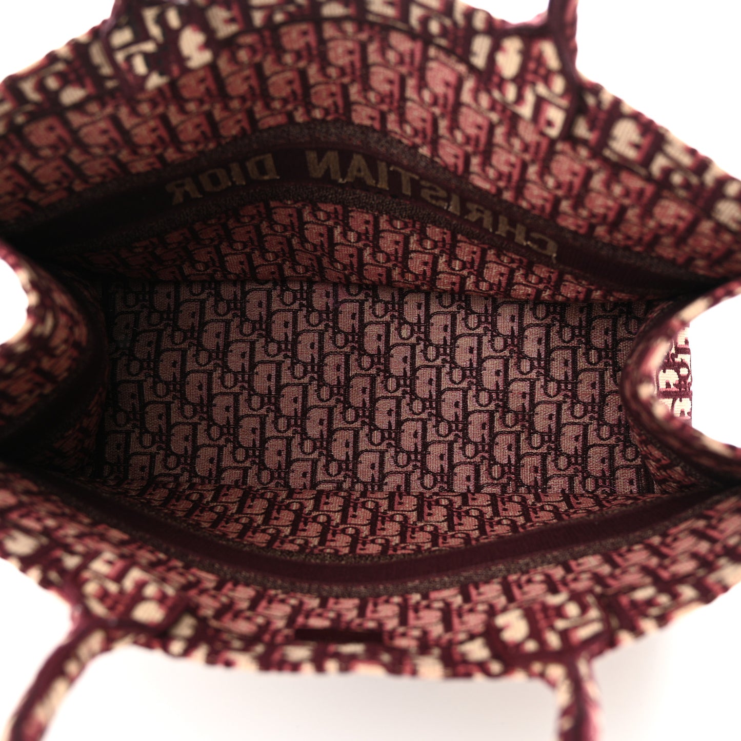 CHRISTIAN DIOR Oblique Large Book Tote Burgundy Multicolor