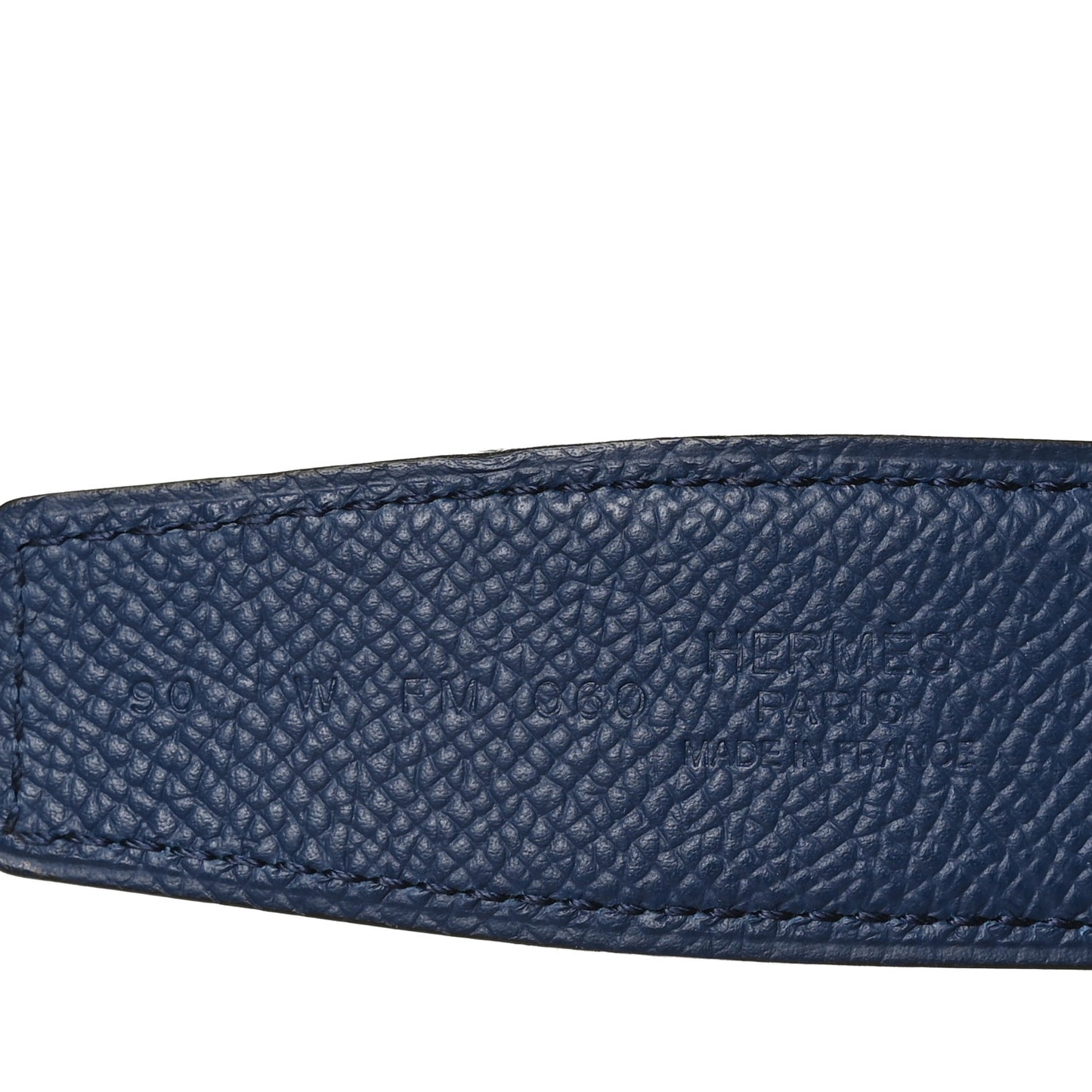 Epsom 32mm Strie H Belt 90 New Bleu Jean Bleu Navy
