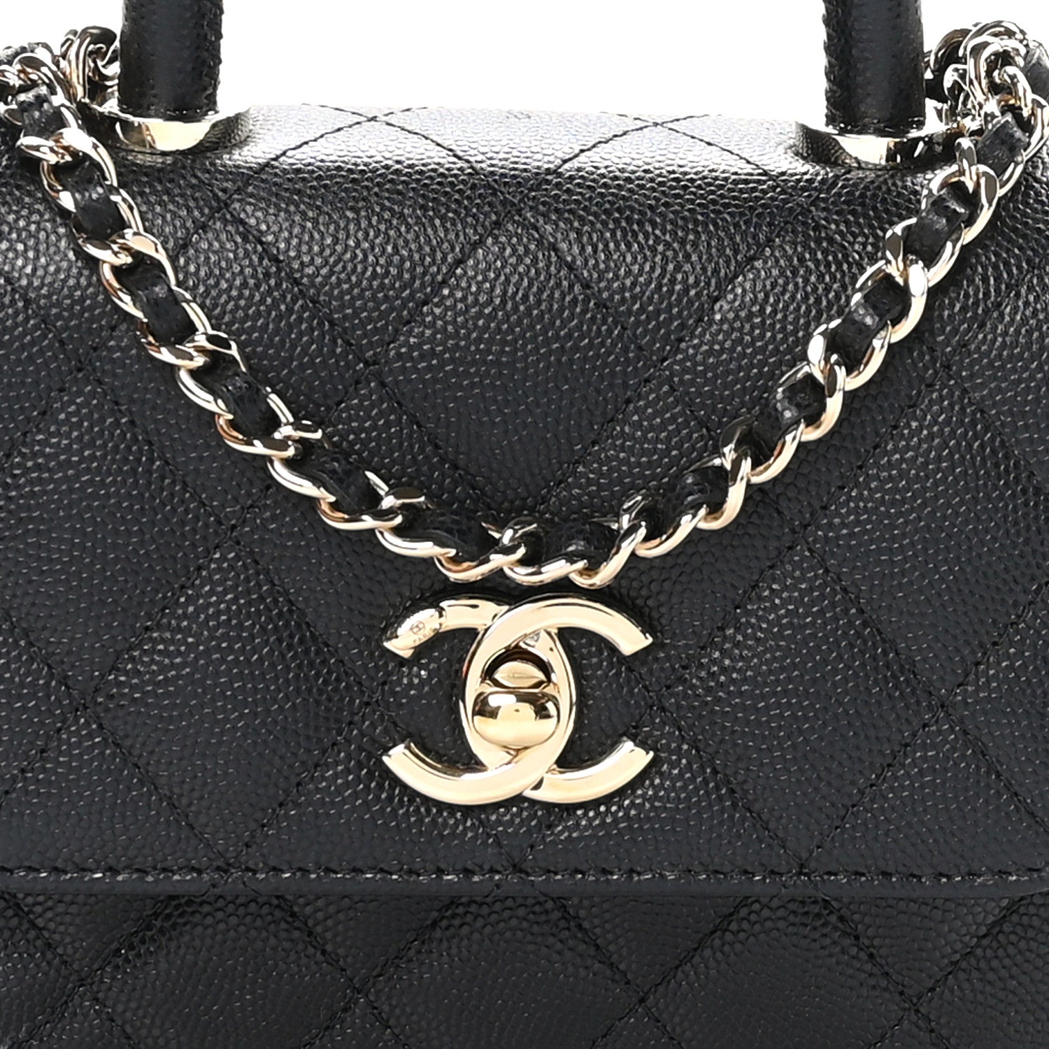Chanel Caviar Quilted Coco Handle Clutch With Chain Black 8 of 12