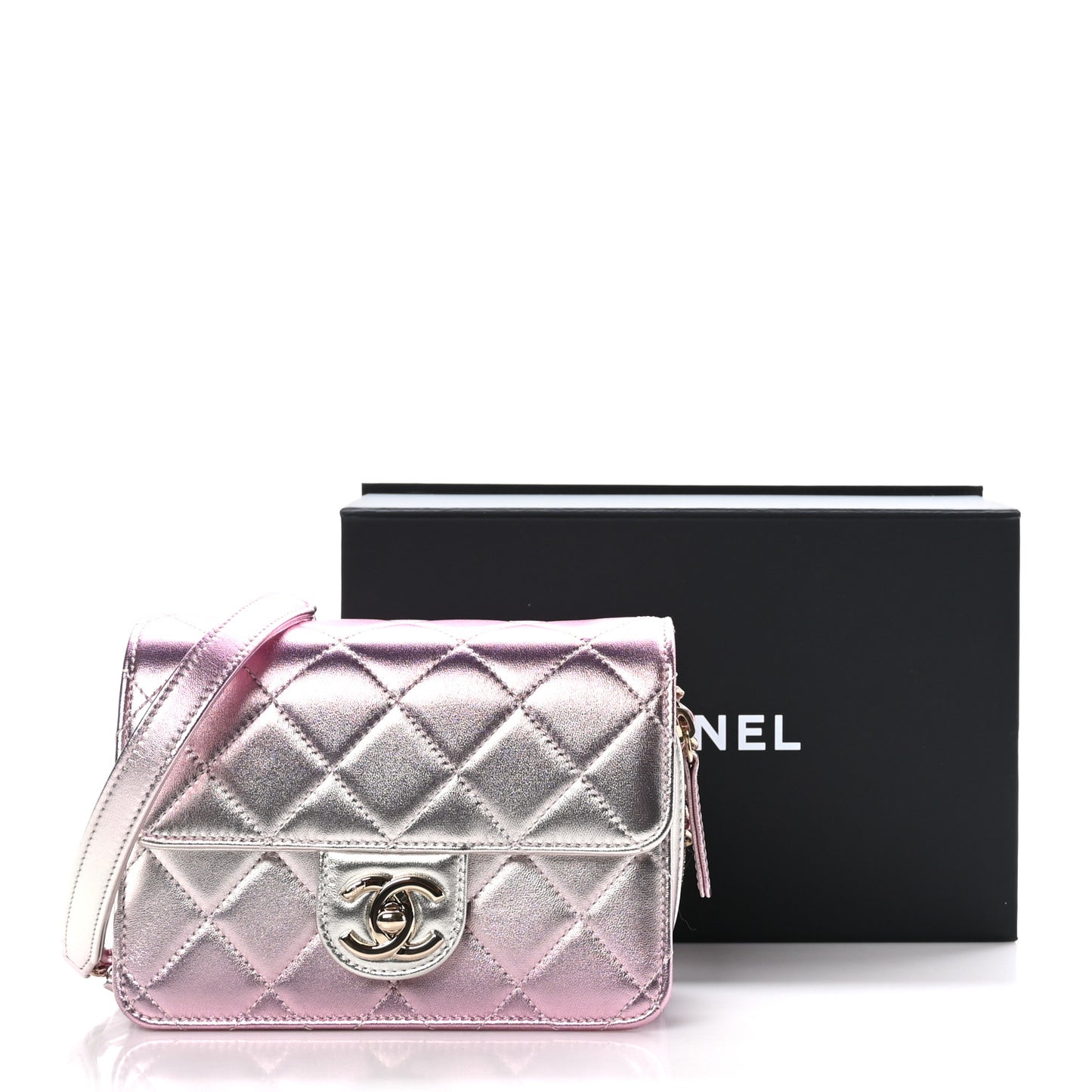 Metallic Lambskin Like A Wallet Flap Golden Pink