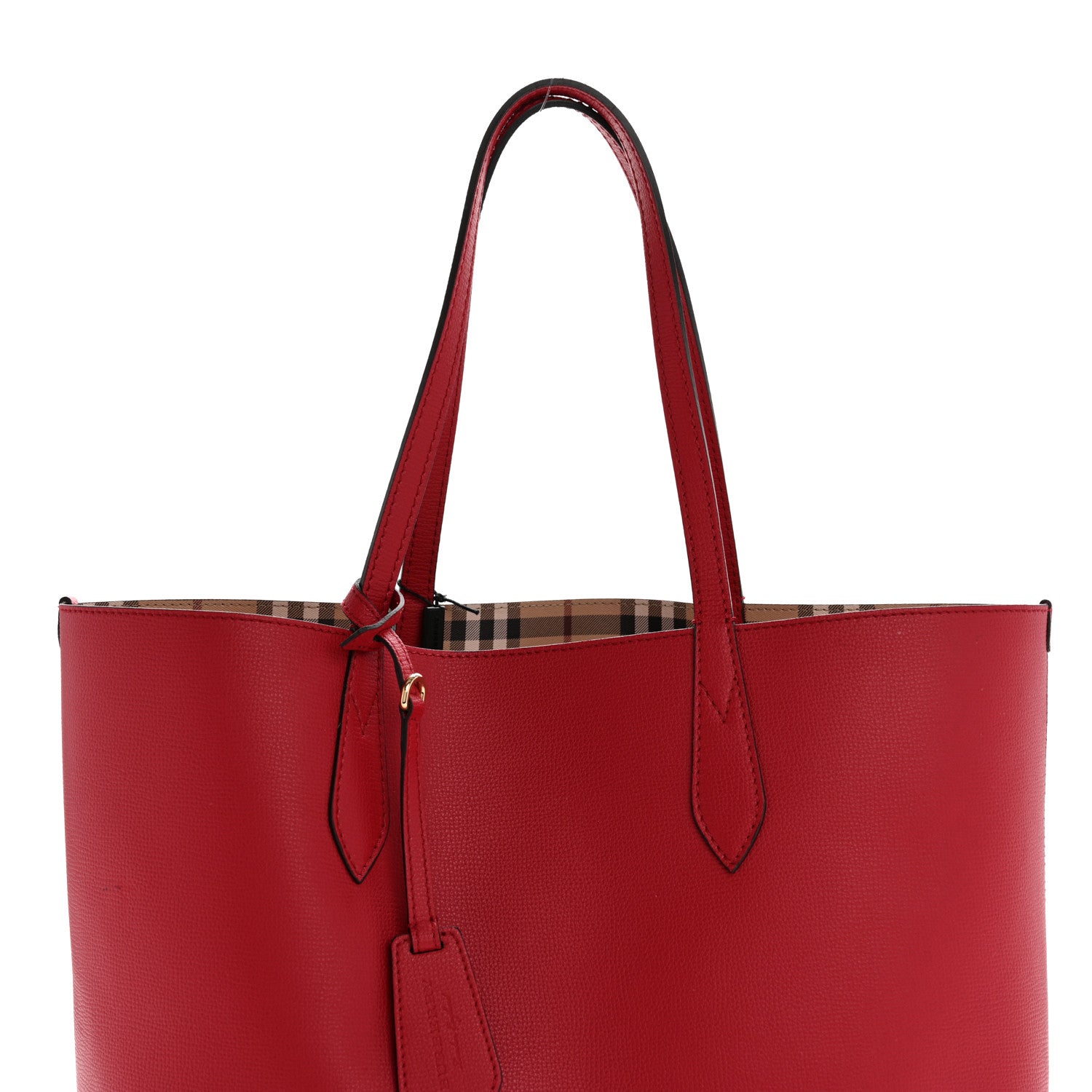Burberry Haymarket Check Medium Reversible Tote Poppy Red 16 of 21
