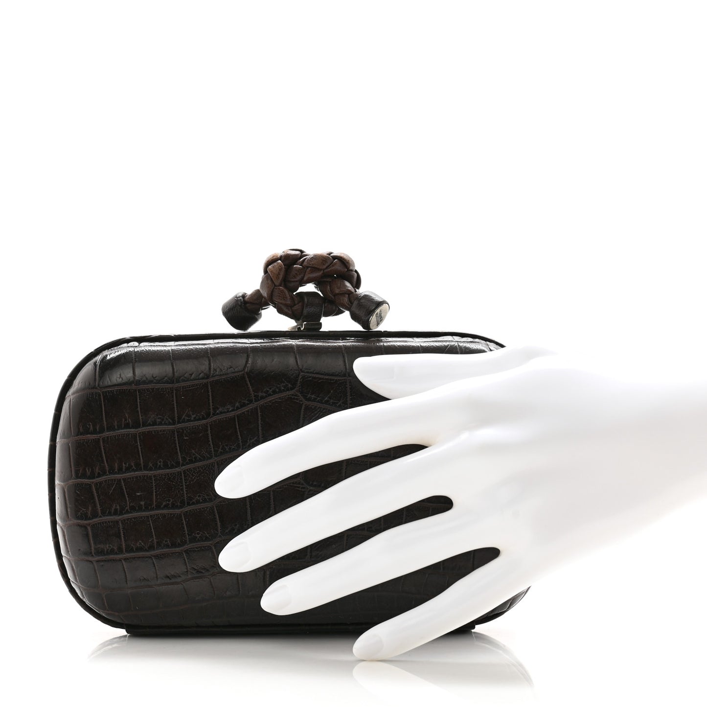 Crocodile Knot Clutch Brown