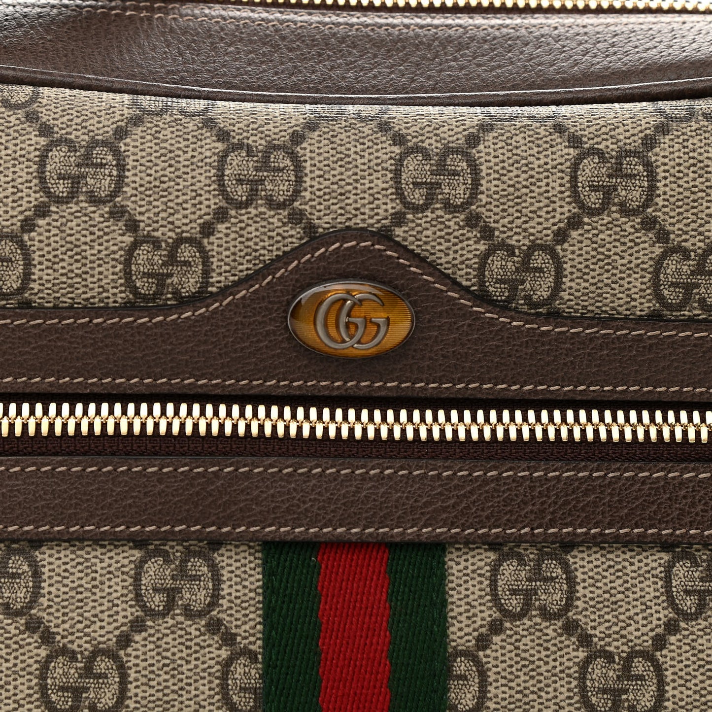 GG Supreme Monogram Web Small Ophidia Shoulder Bag Brown
