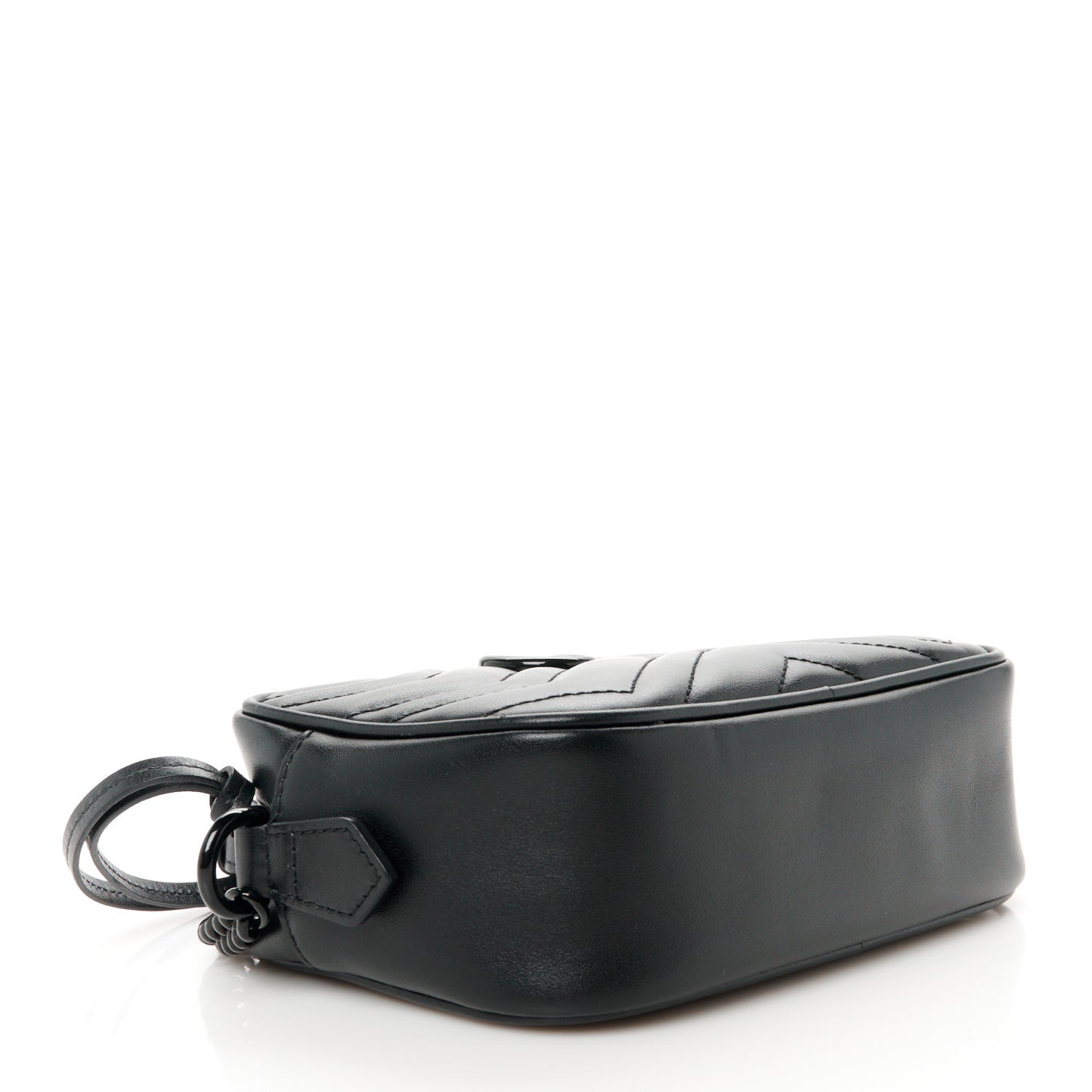 Calfskin Matelasse Monochrome Mini GG Marmont Chain Shoulder Bag Black
