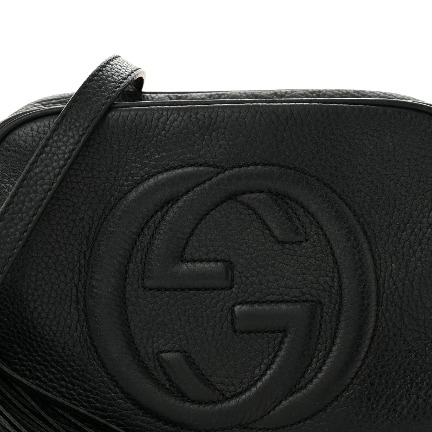Pebbled Calfskin Small Soho Disco Bag Black