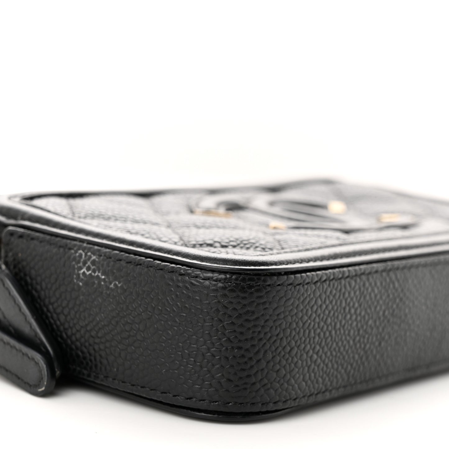 Caviar Quilted CC Filigree Clutch With Chain Black