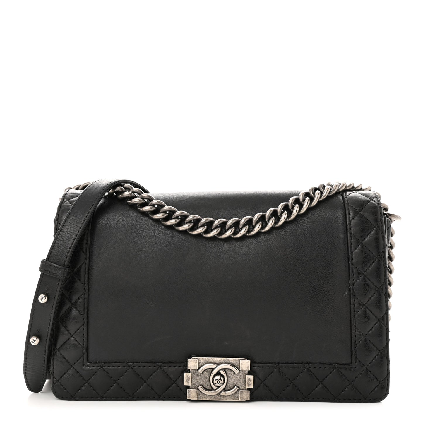 Calfskin New Medium Boy Reverso Flap Black