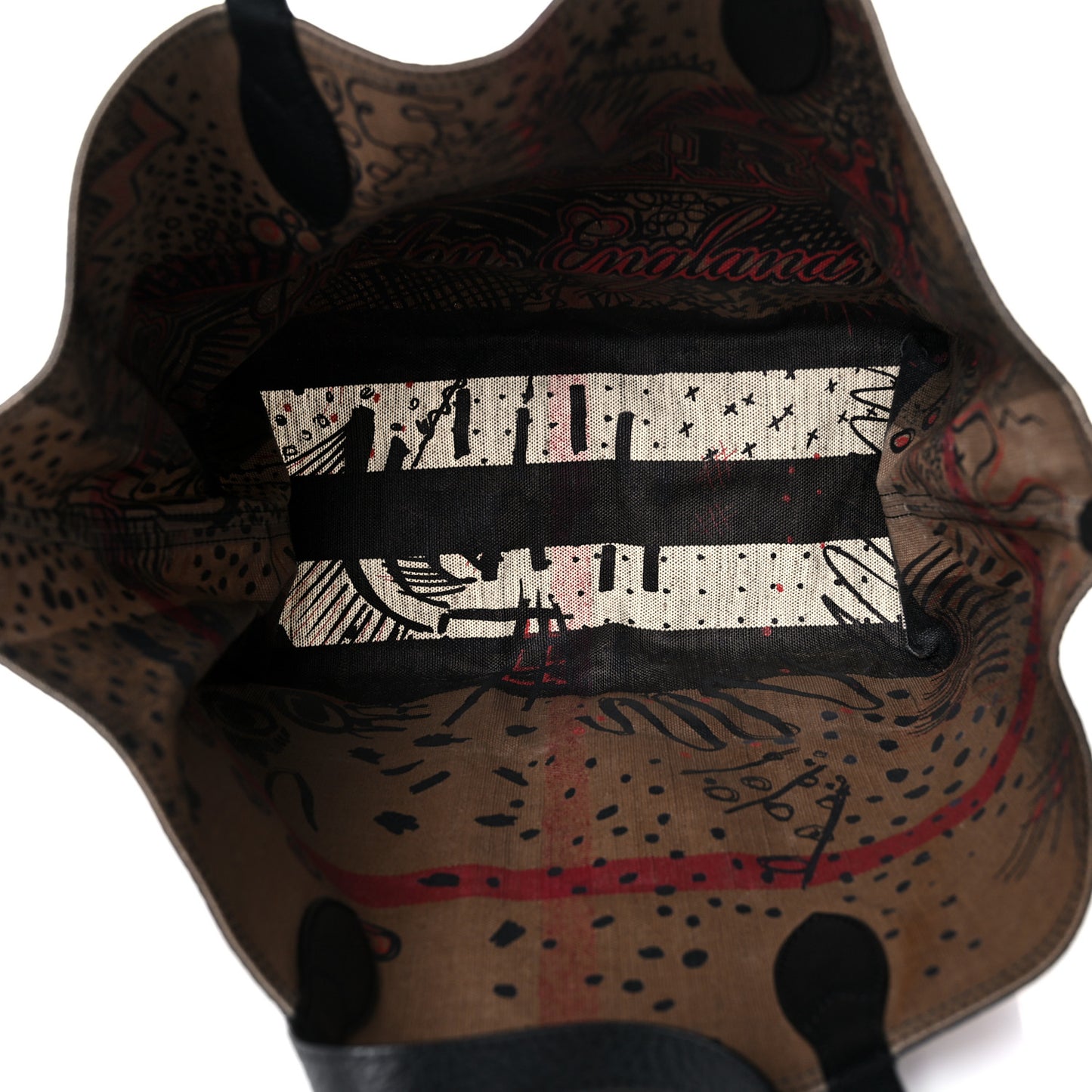 Coated Canvas Medium Reversible Doodle Tote Black