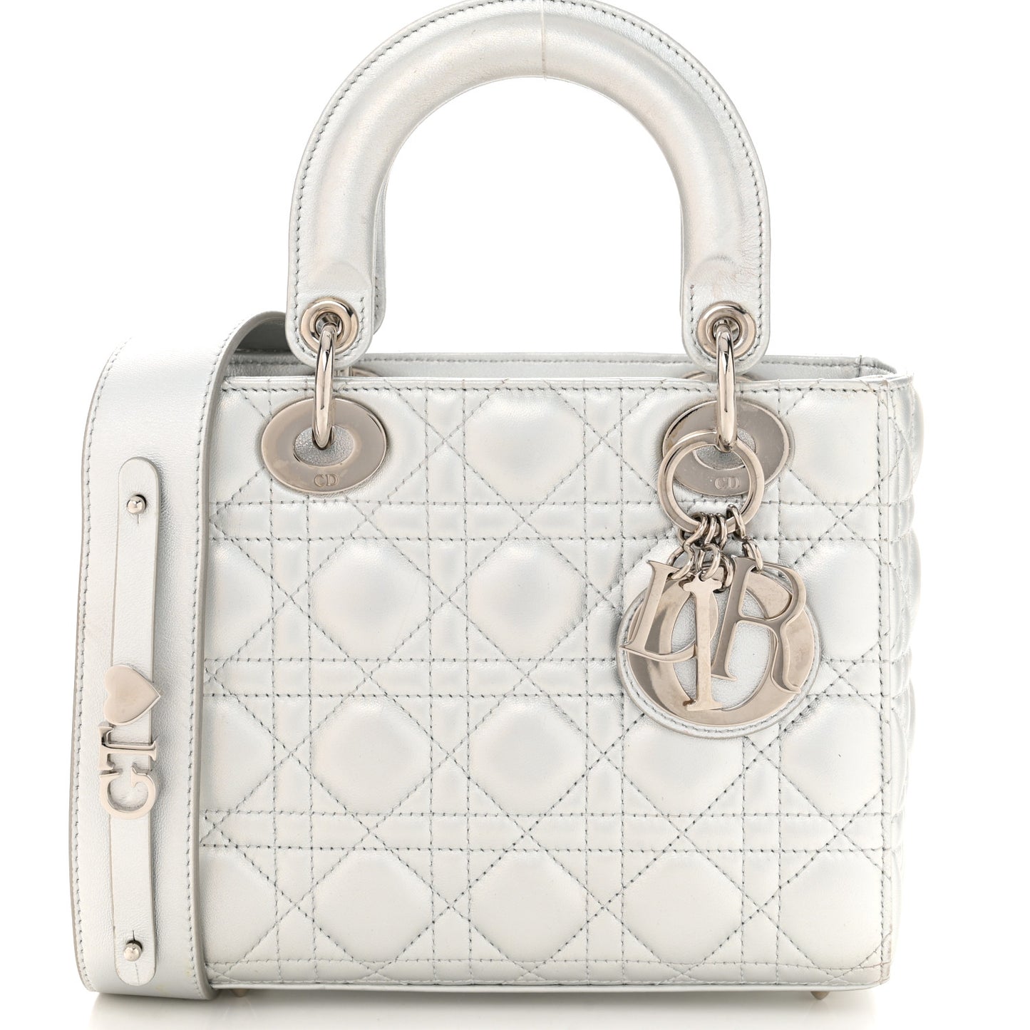 Iridescent Metallic Lambskin Cannage Small My ABCDior Lady Dior Silver