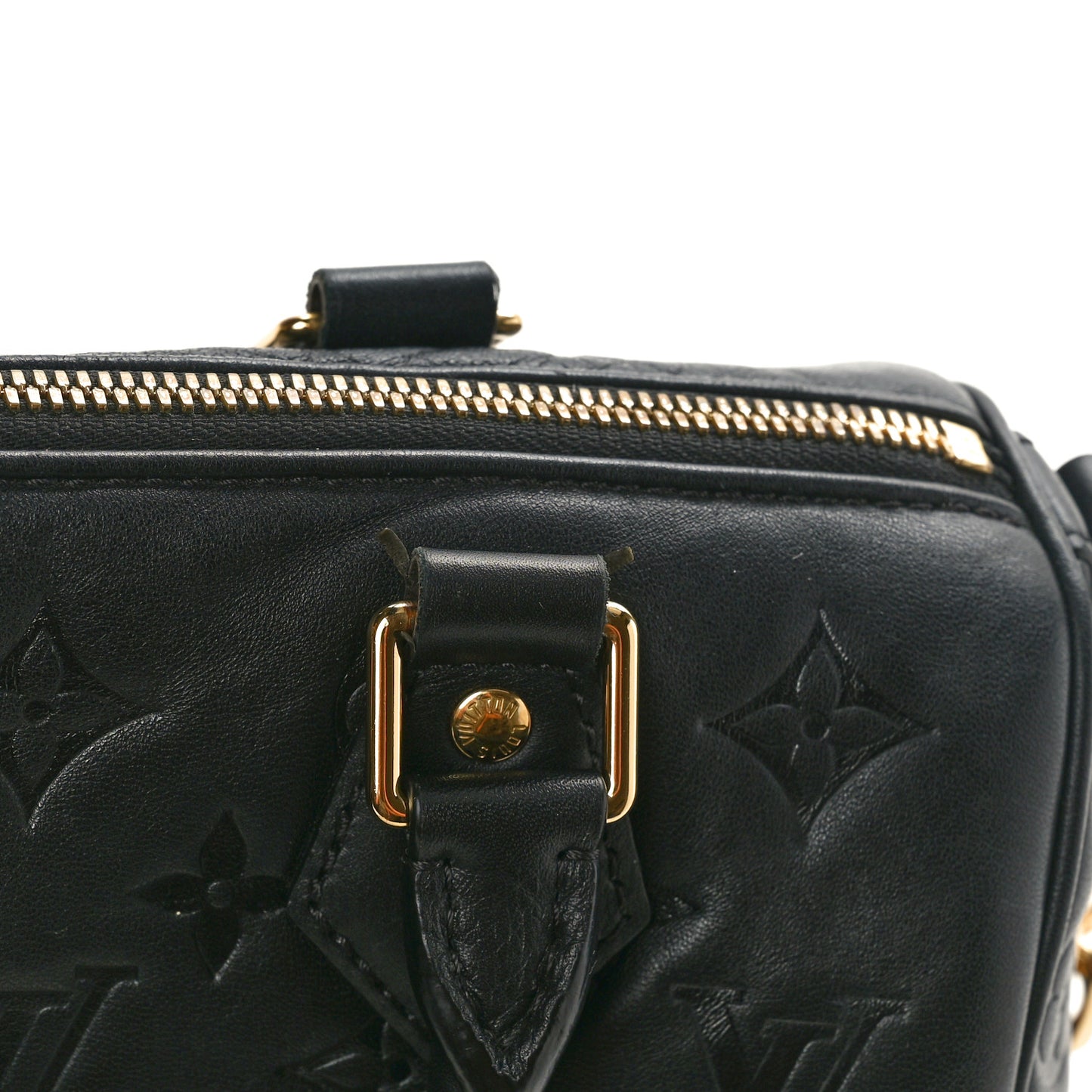 Lambskin Embossed Monogram Speedy 22 Bandouliere Black