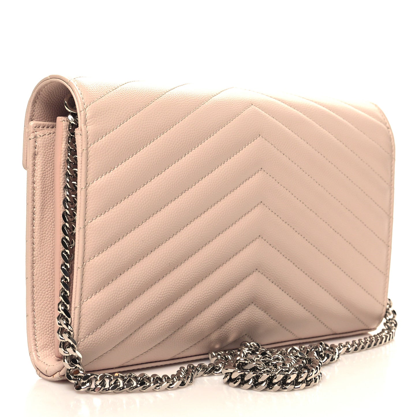 Grain De Poudre Matelasse Chevron Monogram Chain Wallet Pale Pink