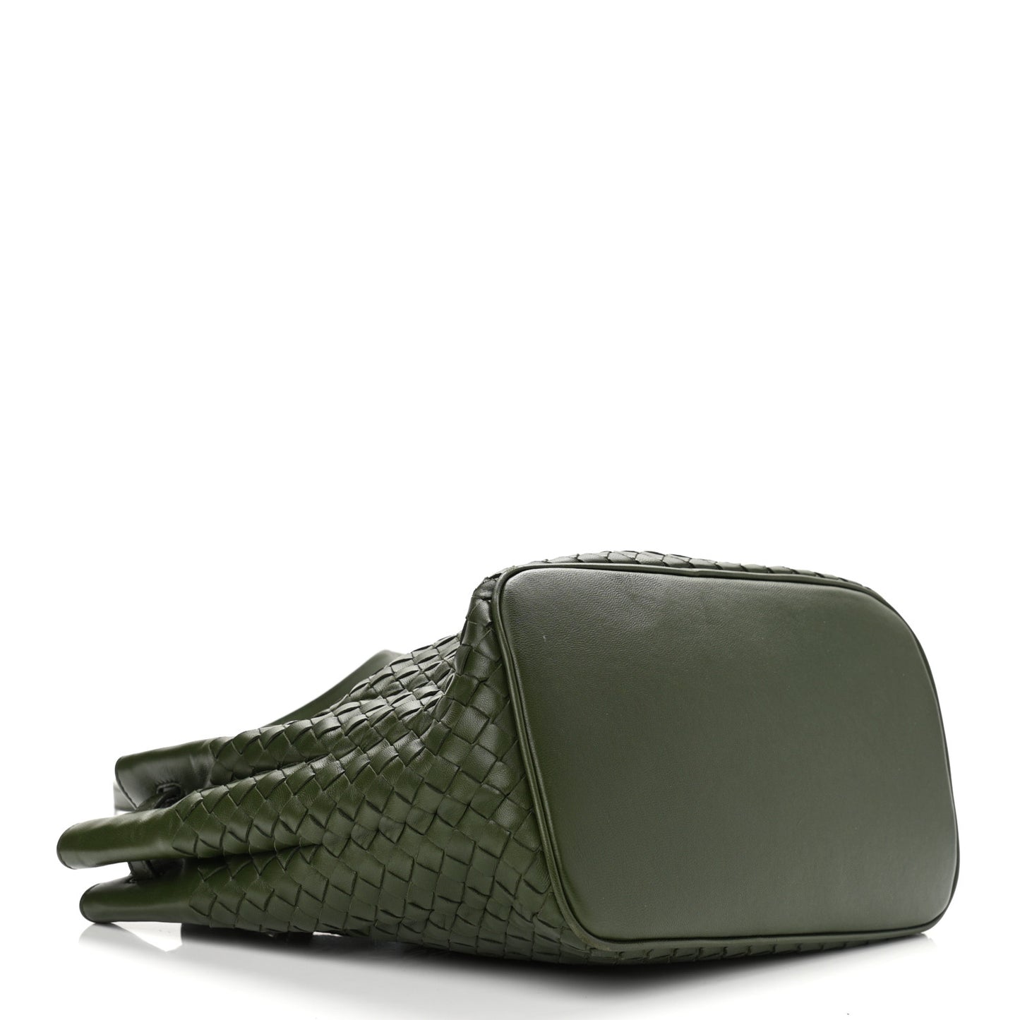 Nappa Intrecciato Drawstring Bucket Bag Moss