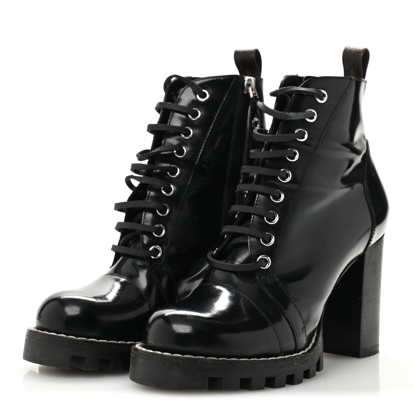 Patent Calfskin Star Trail Ankle Boots 38 Black