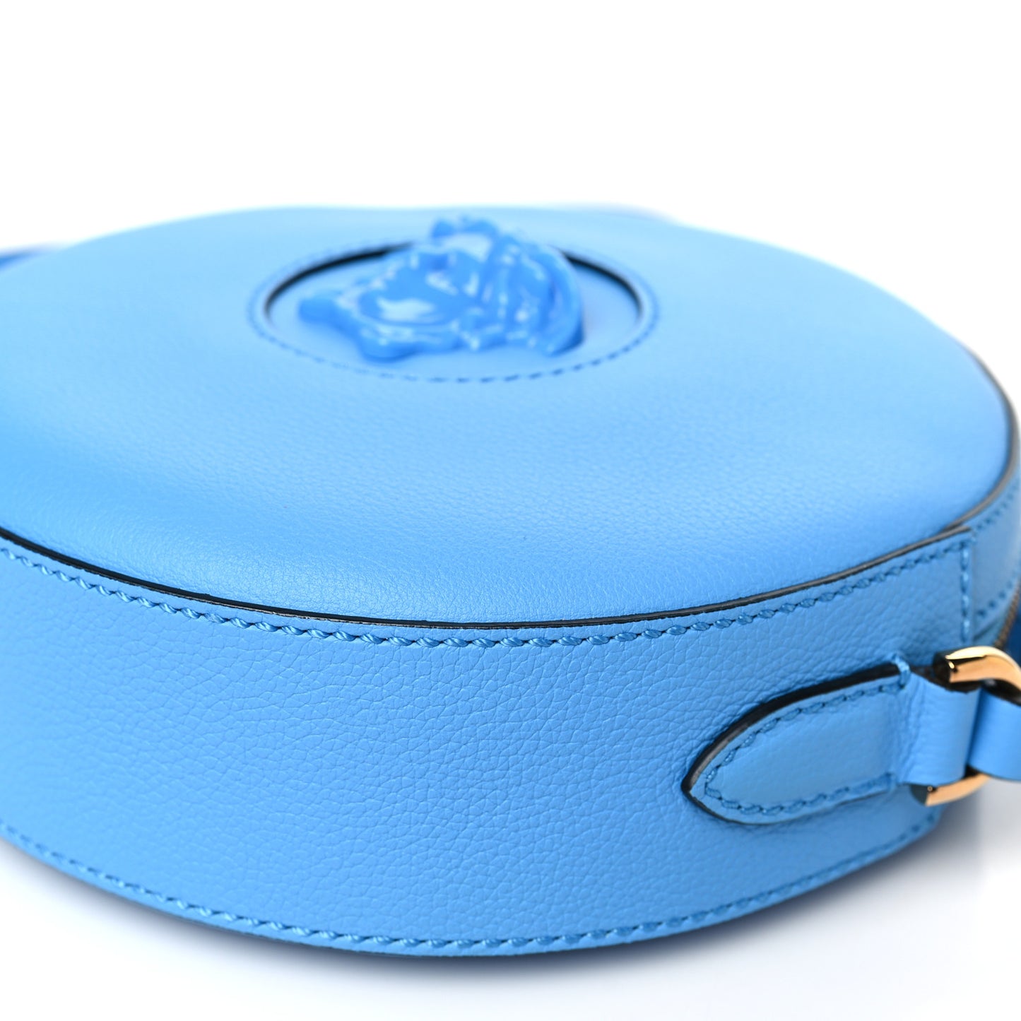 Calfskin La Medusa Round Camera Bag Light Blue
