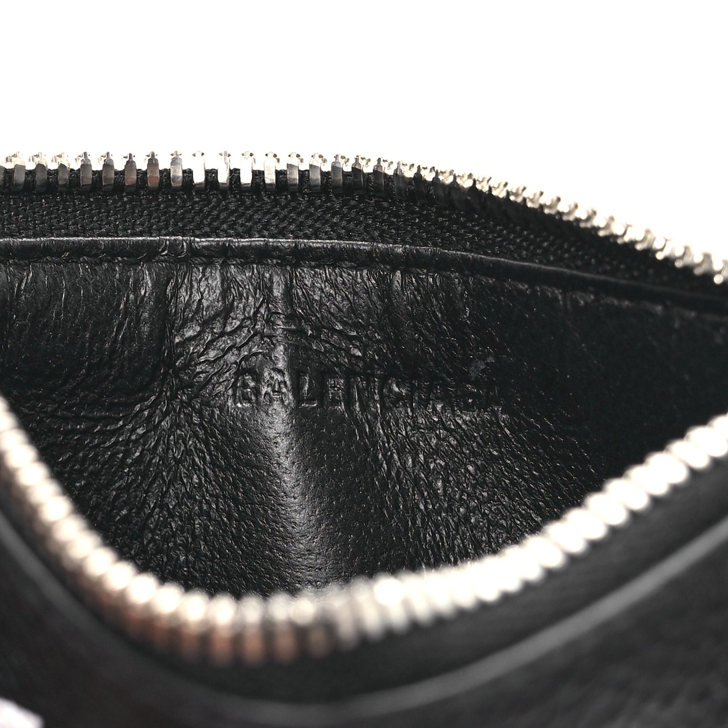 Grained Calfskin Miami Logo Cash Coin Card Holder On Keychain Black