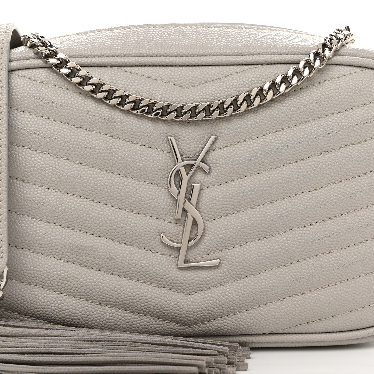 Saint Laurent Grain De Poudre Matelasse Monogram Mini Lou Camera Bag Granite 8 of 11