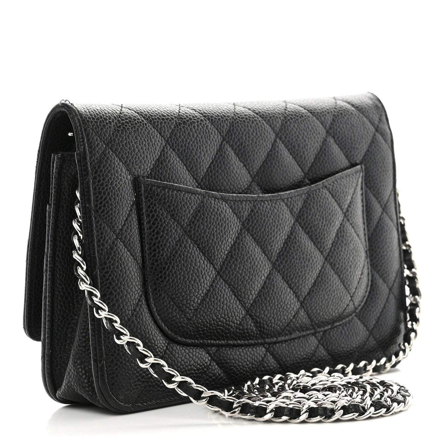 Caviar Quilted Wallet on Chain WOC Black
