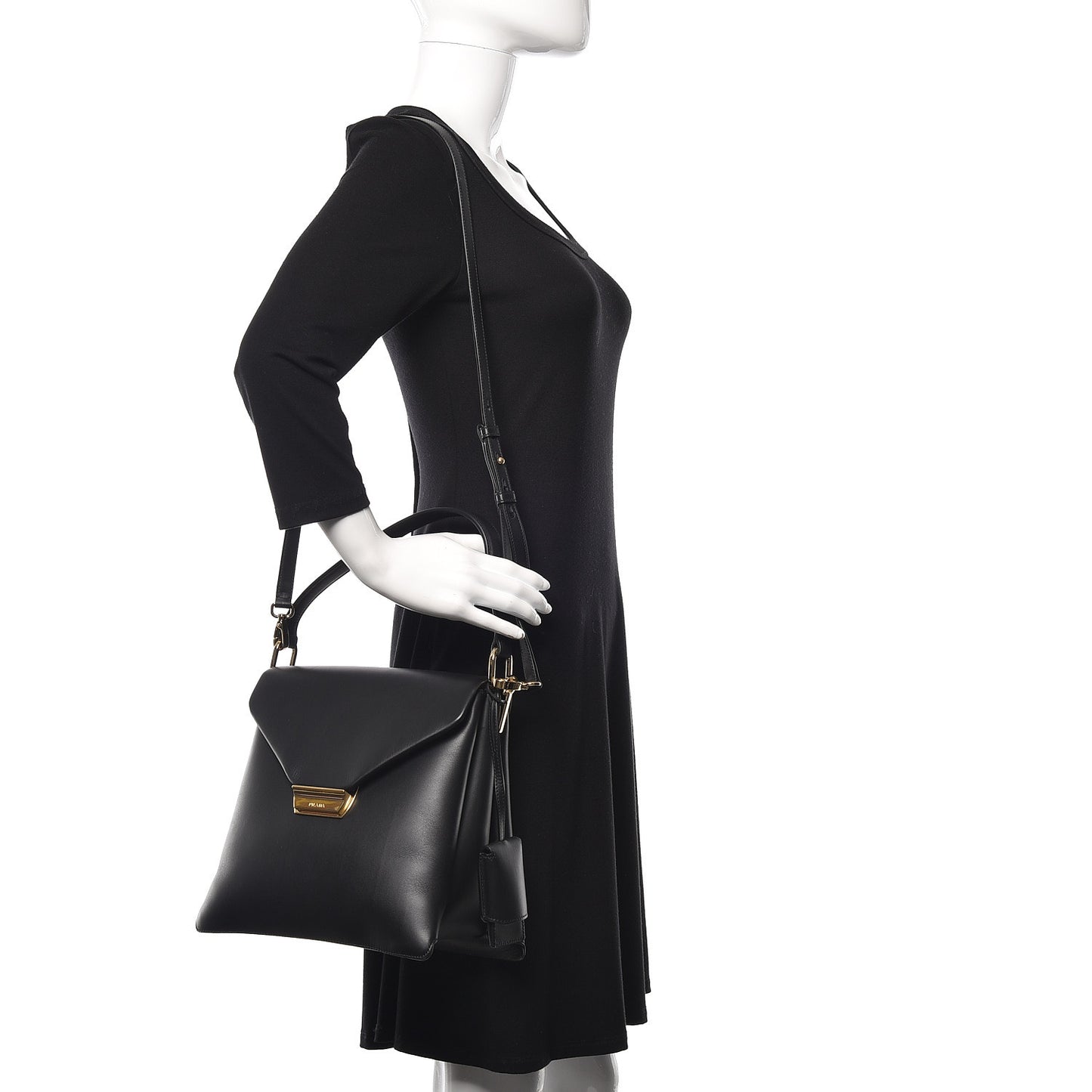 New Calfskin Medium Ingrid Top Handle Bag Black
