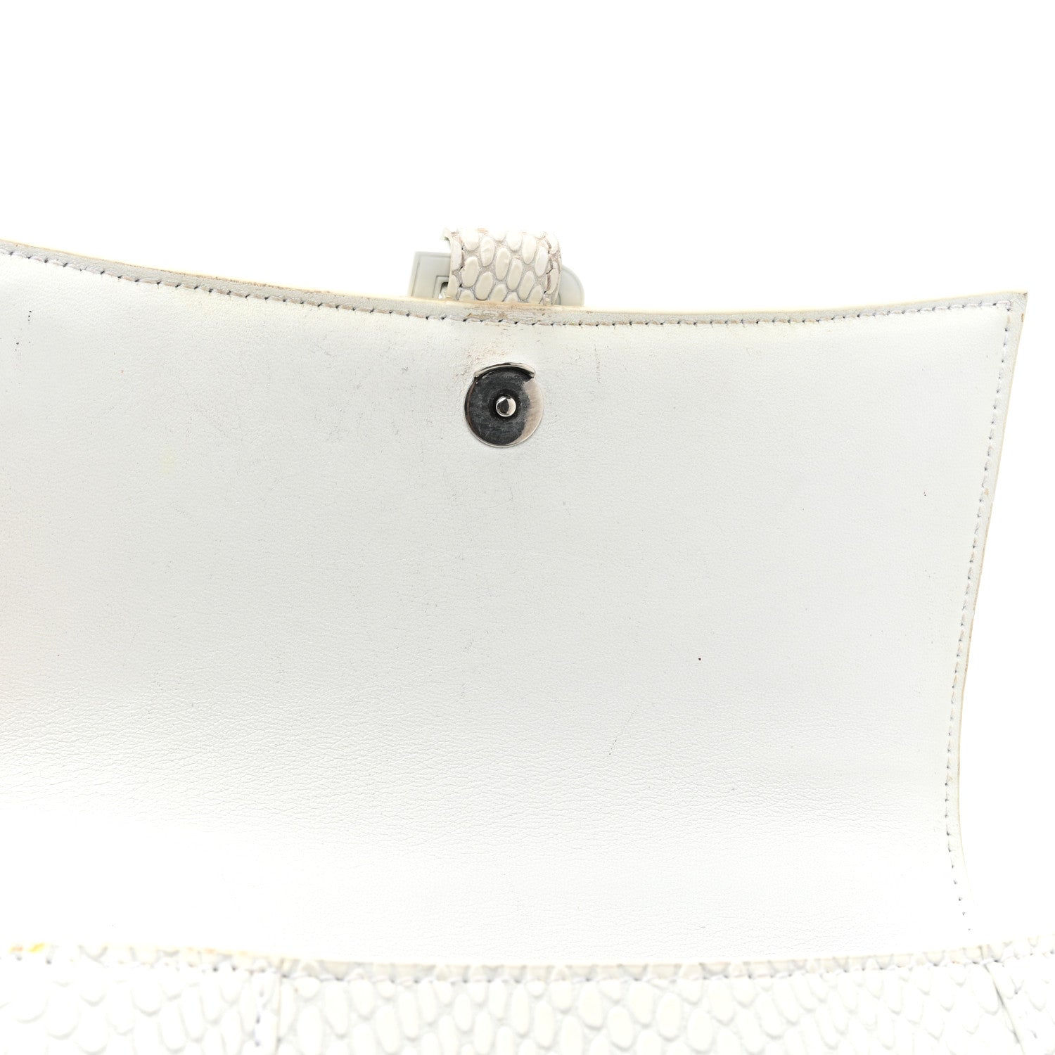Balenciaga Matte Calfskin Snake Embossed Tonal B Small Hourglass Top Handle Bag Optic White 11 of 19