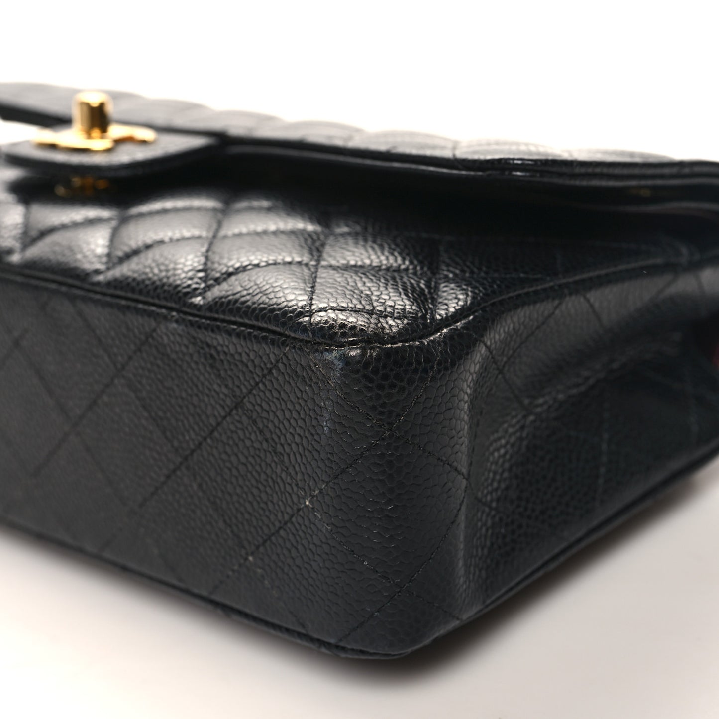 Caviar Quilted Medium Double Flap Black
