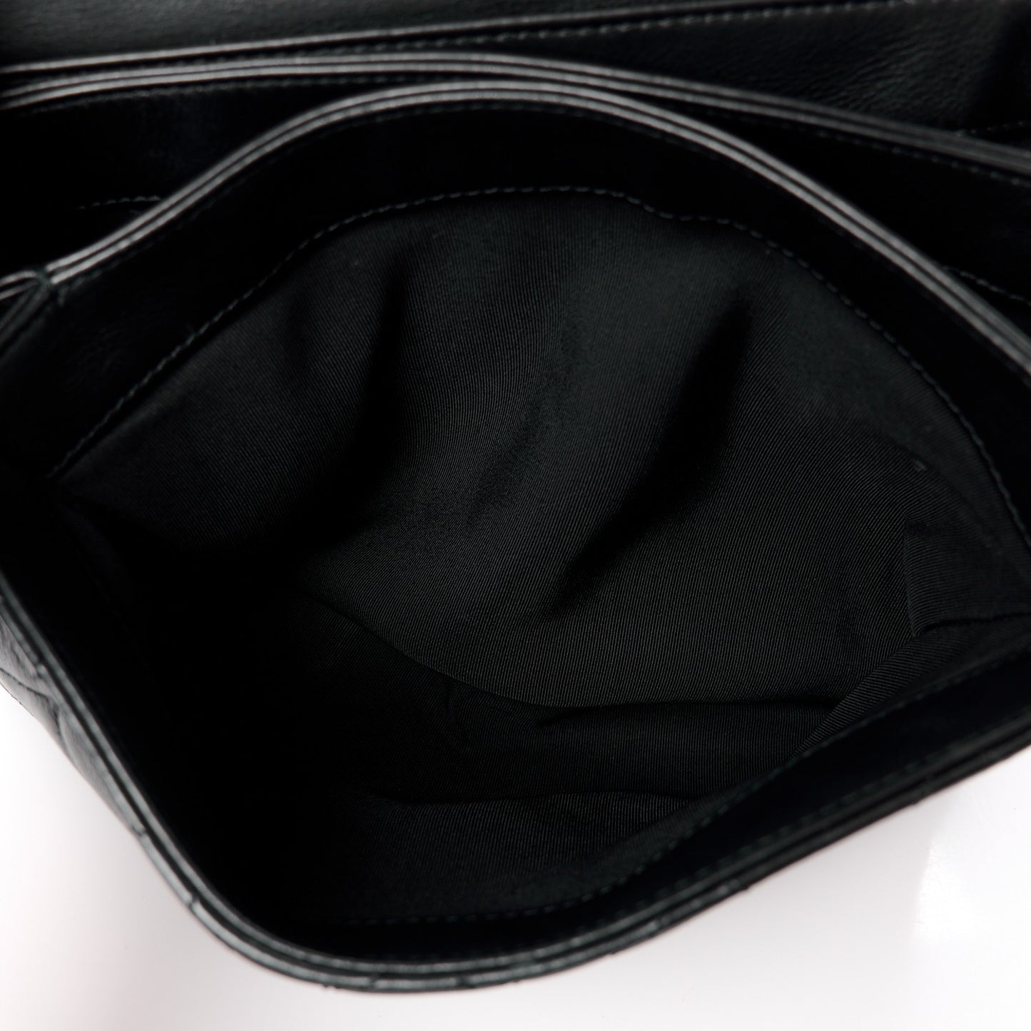 Calfskin Quilted Metal Top Handle Envelope Flap Black