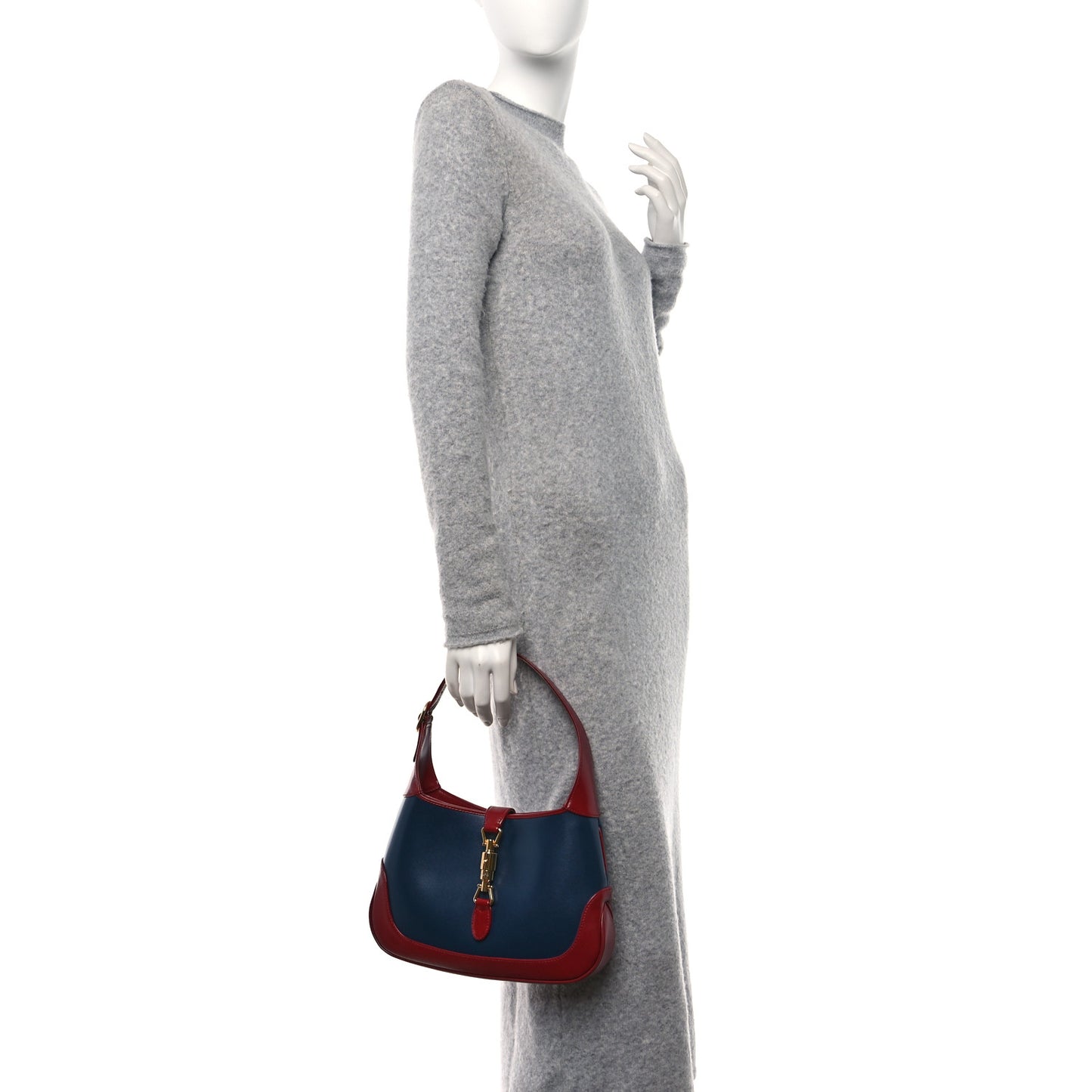 Boarded Dyana Lux Calfskin Bi-Color Small Jackie 1961 Hobo Blue Agata New Cherry Red