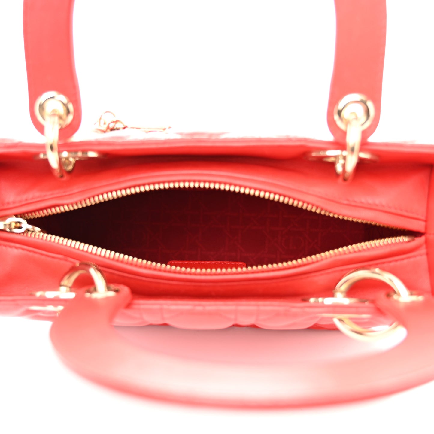 Lambskin Cannage Medium Lady Dior Red