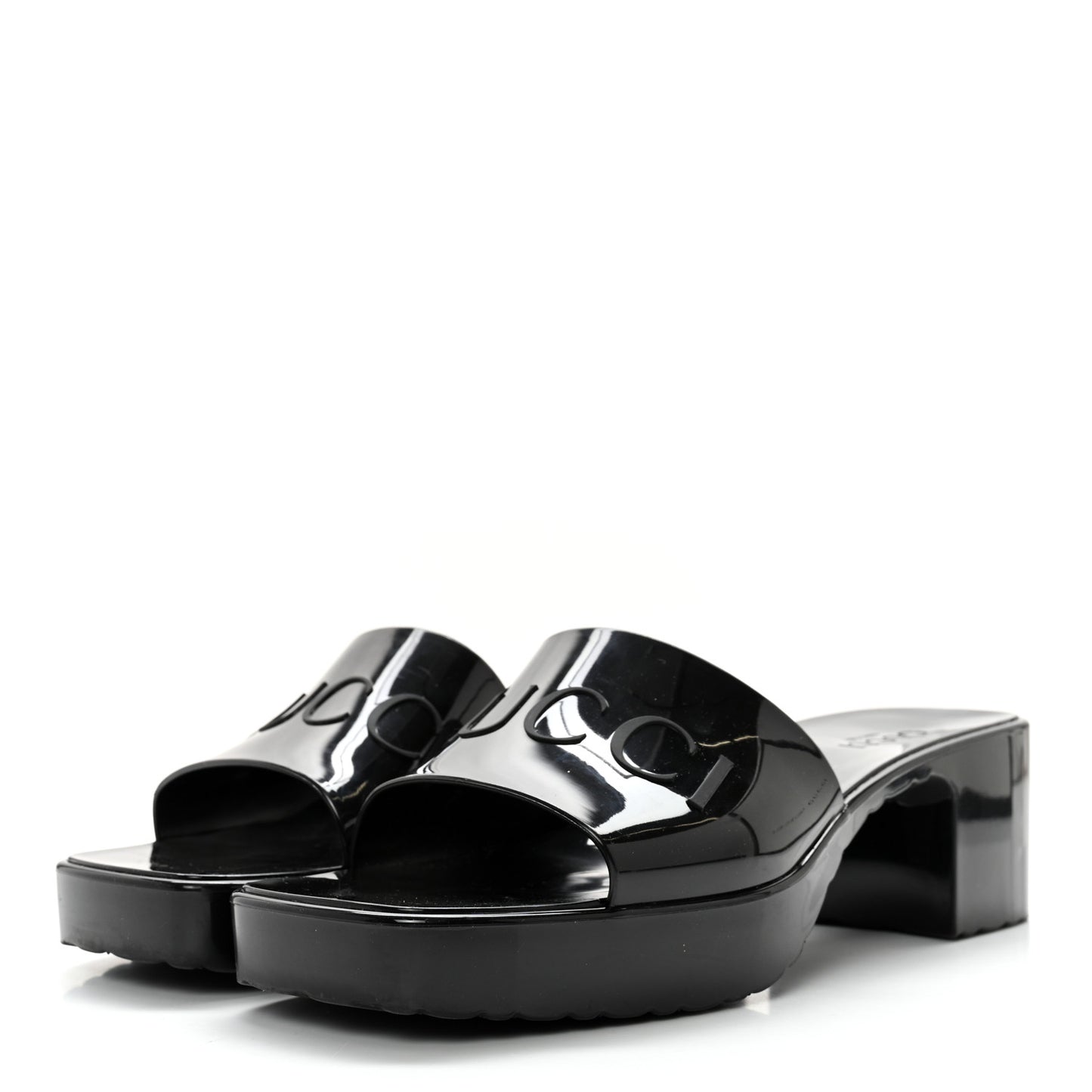Rubber Gucci Logo Womens Platform 20/60mm Slide Sandals 41 Black