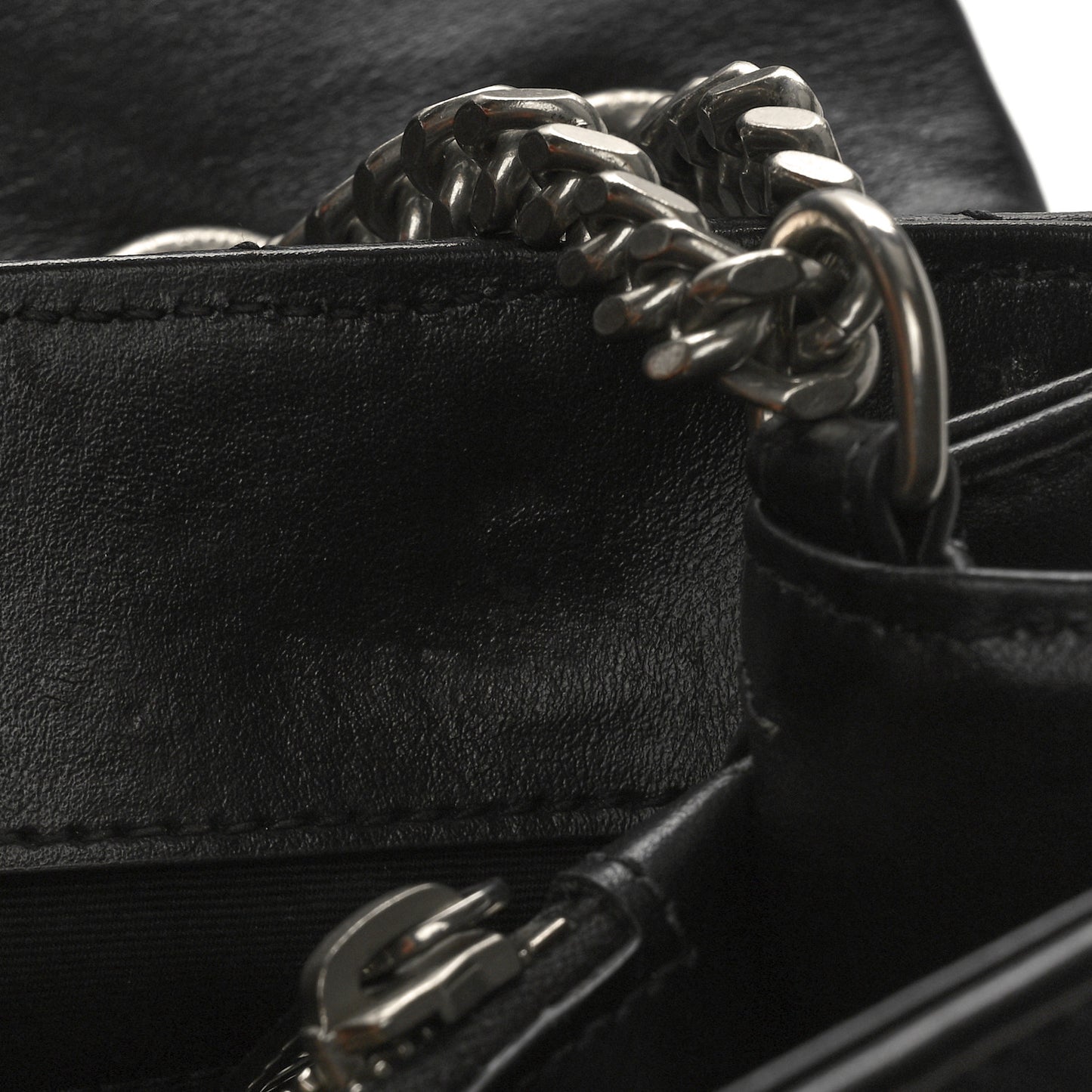 Calfskin Y Quilted Monogram Medium Loulou Chain Satchel Black